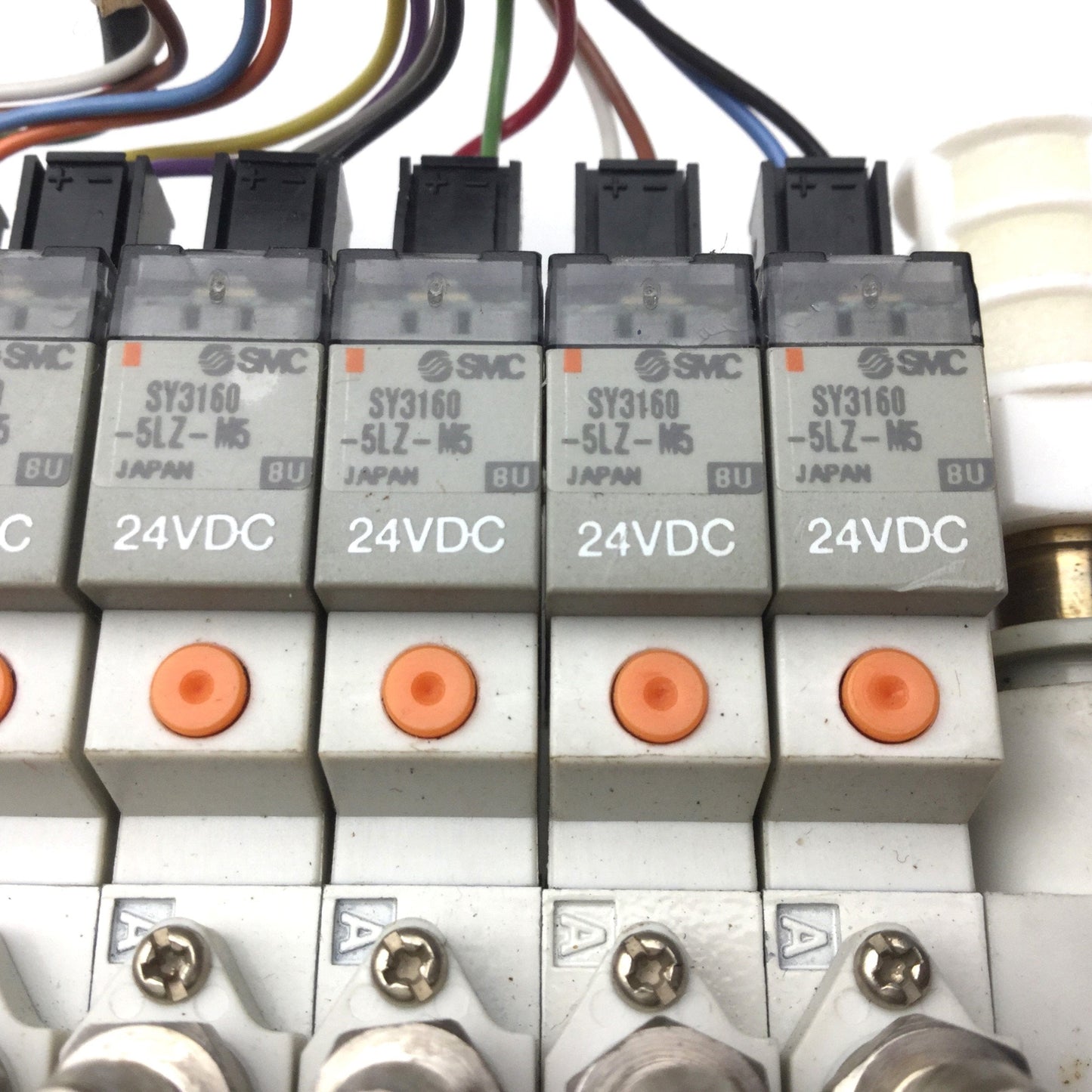Used Bank of 18 SMC SY3160-5LZ-M5 Pneumatic Solenoid Valve 24VDC, 2-Position, 5 Port