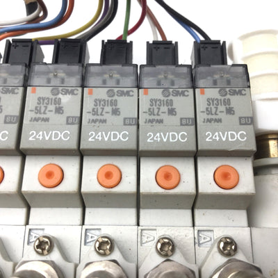 Used Bank of 18 SMC SY3160-5LZ-M5 Pneumatic Solenoid Valve 24VDC, 2-Position, 5 Port