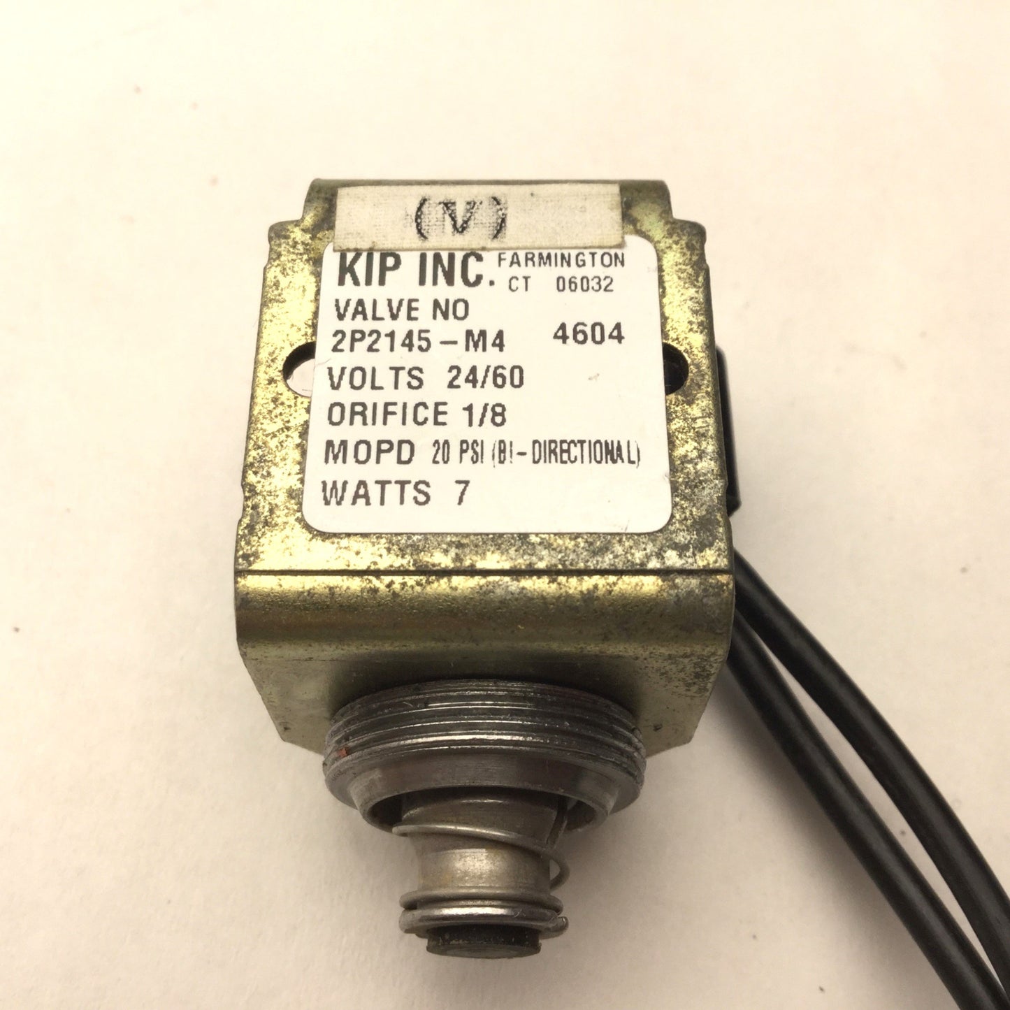 Used KIP 2P2145-M4 Valve, Orifice: 1/8", Voltage: 24/60V, Power: 7 Watts