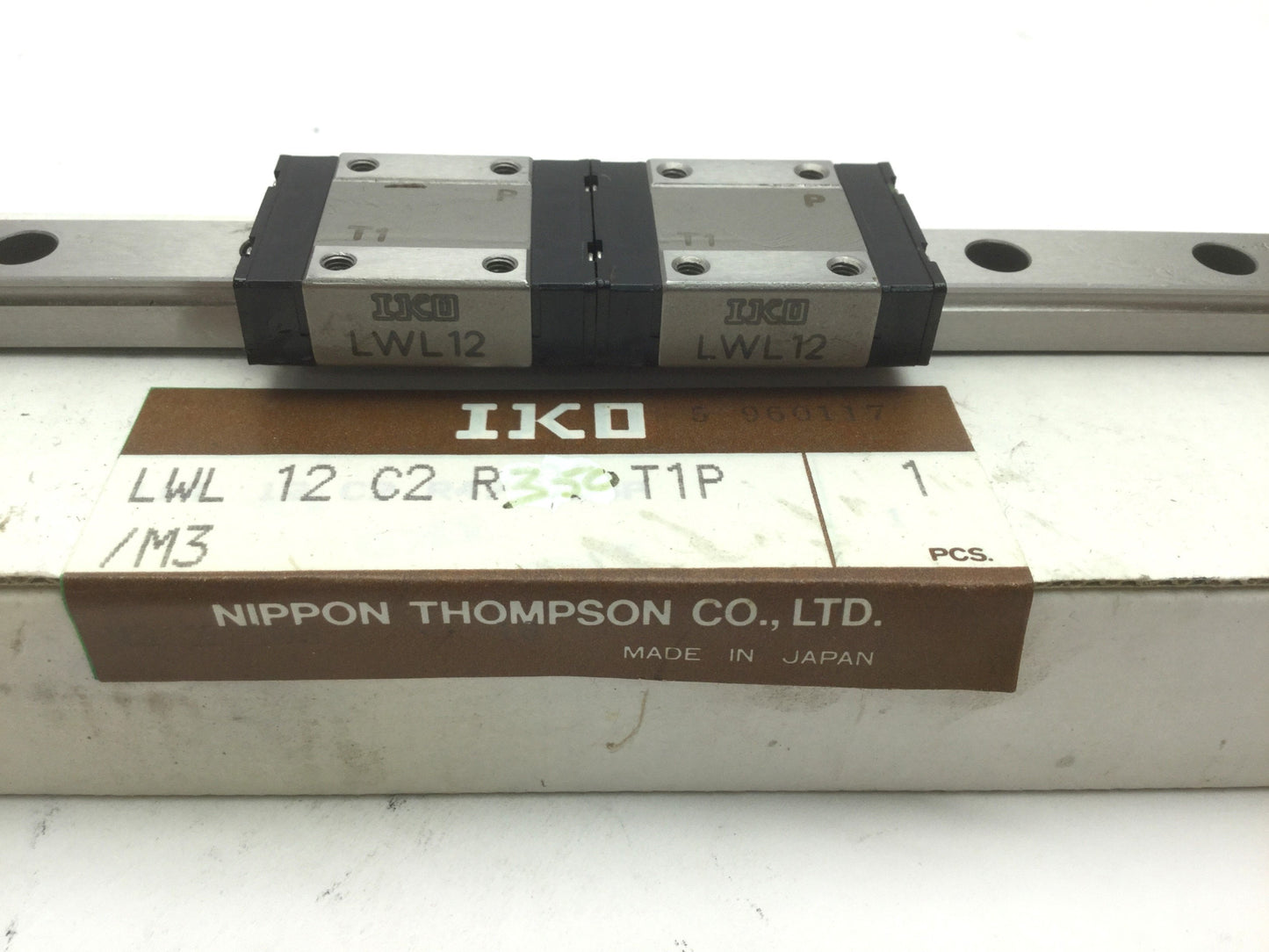 New IKO LWL12C2 350mm Linear Rail, With 2 Slides, 12mm Rail Width, 8mm Rail Height
