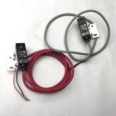 Used Omron E3S-1DE11 & E3S-1LE11 Photoelectric Transmitter and Receiver, 12-24VDC