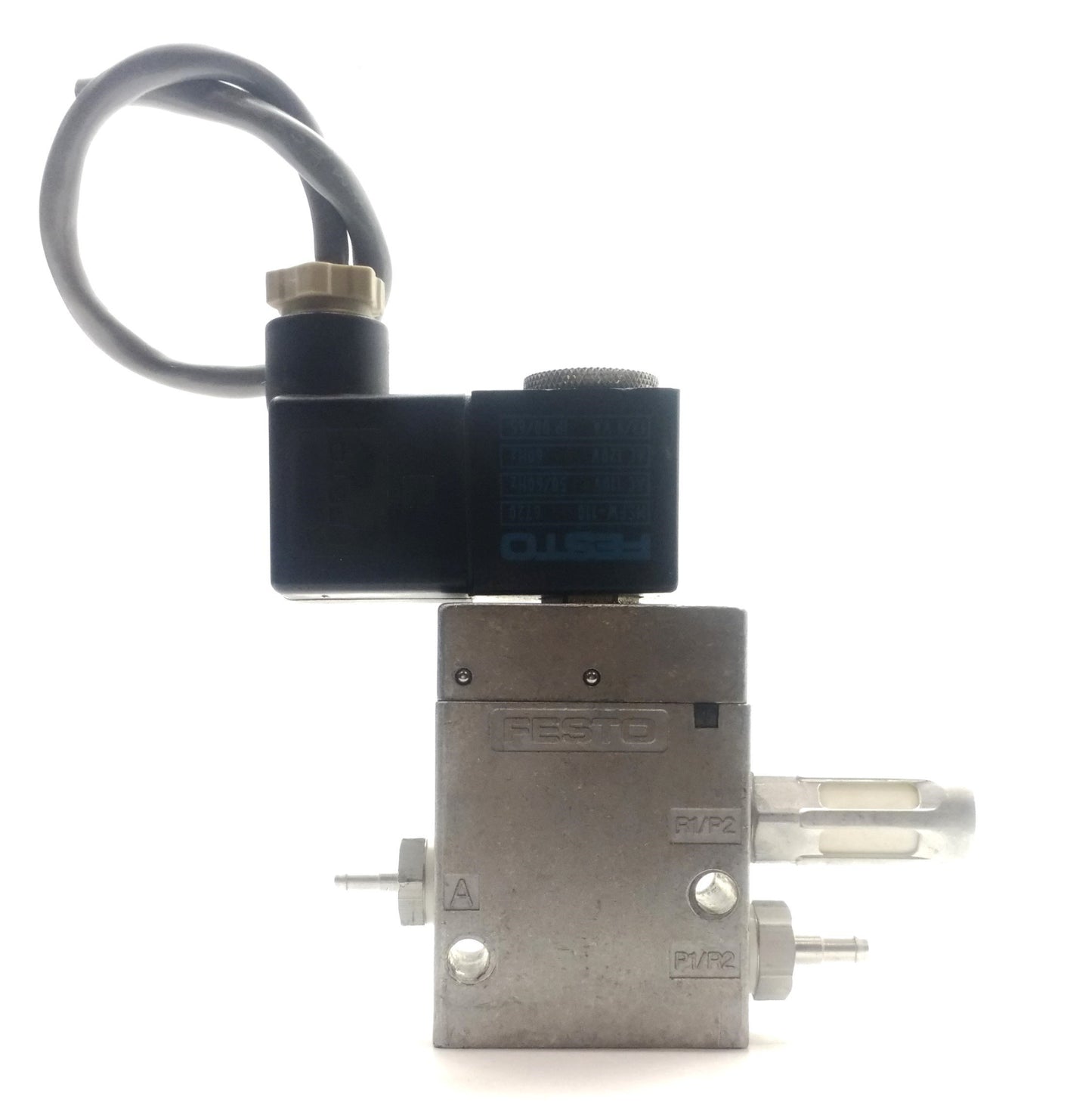 Used Lot of 2 Festo MFH-3-1/8 Solenoid Valve, 2-Pos 3-Way, 116PSI, G1/8", 110VAC Coil