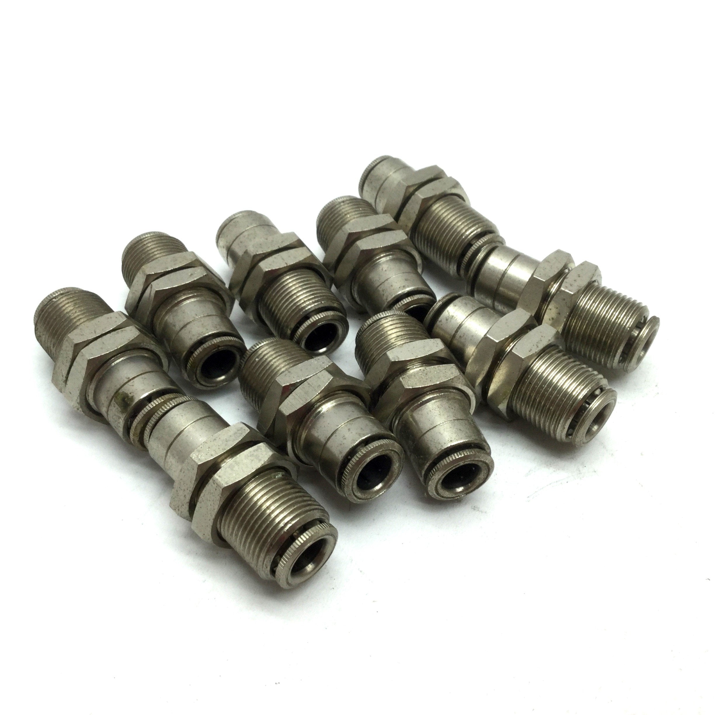 Lot of 10 Push to Connect Brass Tube Unions 1/4