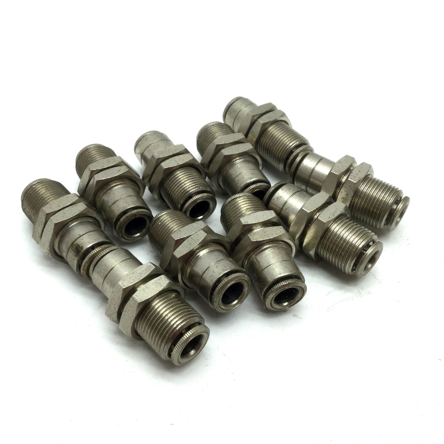 Used Lot of 10 Push to Connect Brass Tube Unions 1/4" Tubing