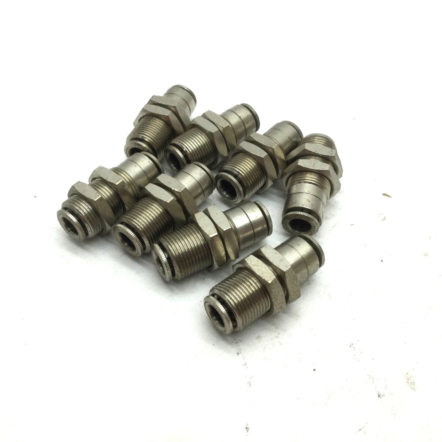 Used Lot of 8 Push to Connect Brass Tube Unions 1/4" Tubing