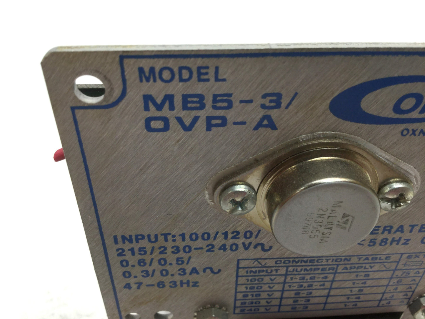 Used Condor MB5-3/OVP-A Power Supply, Out: ±5VDC 3A, In: 120VAC 50/60Hz