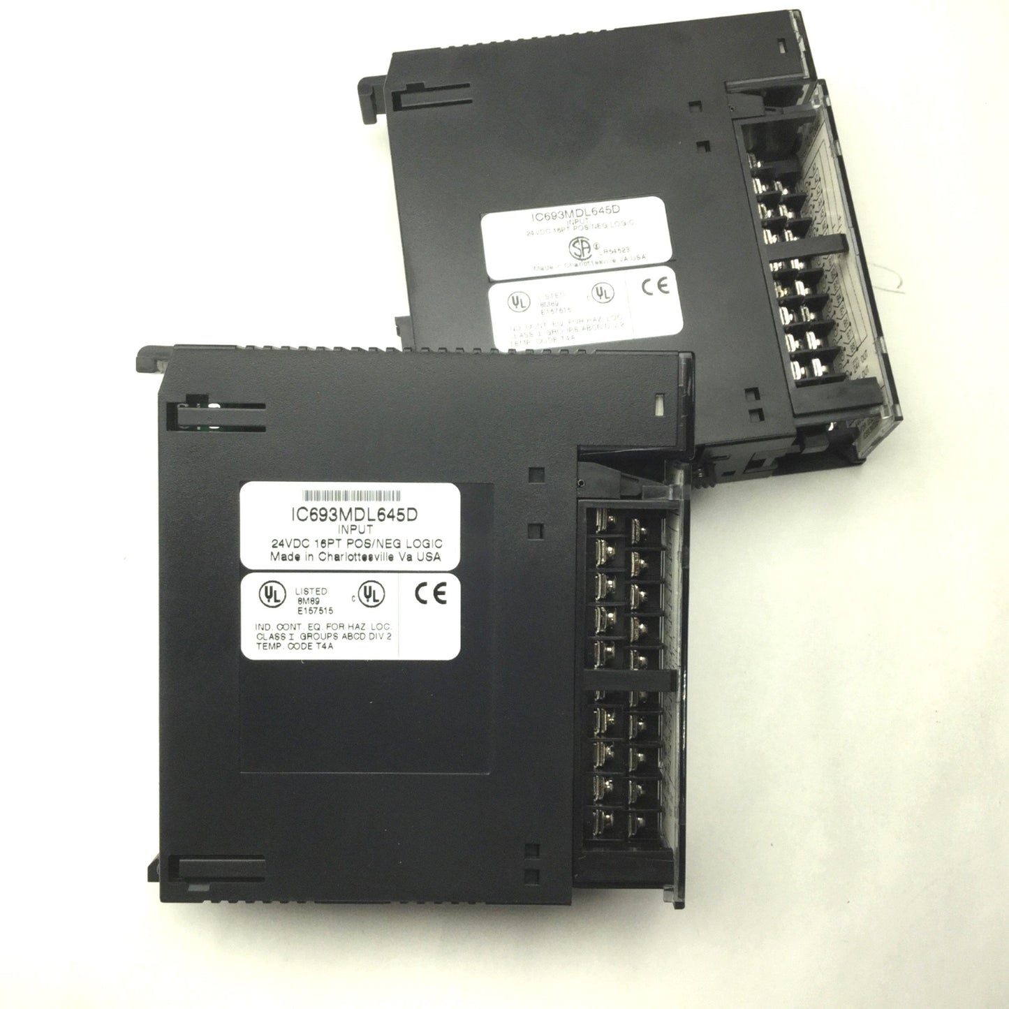 Used Lot of 2 GE Fanuc IC693MDL645D Input Module, 24VDC 16-Point POS/NEG Logic