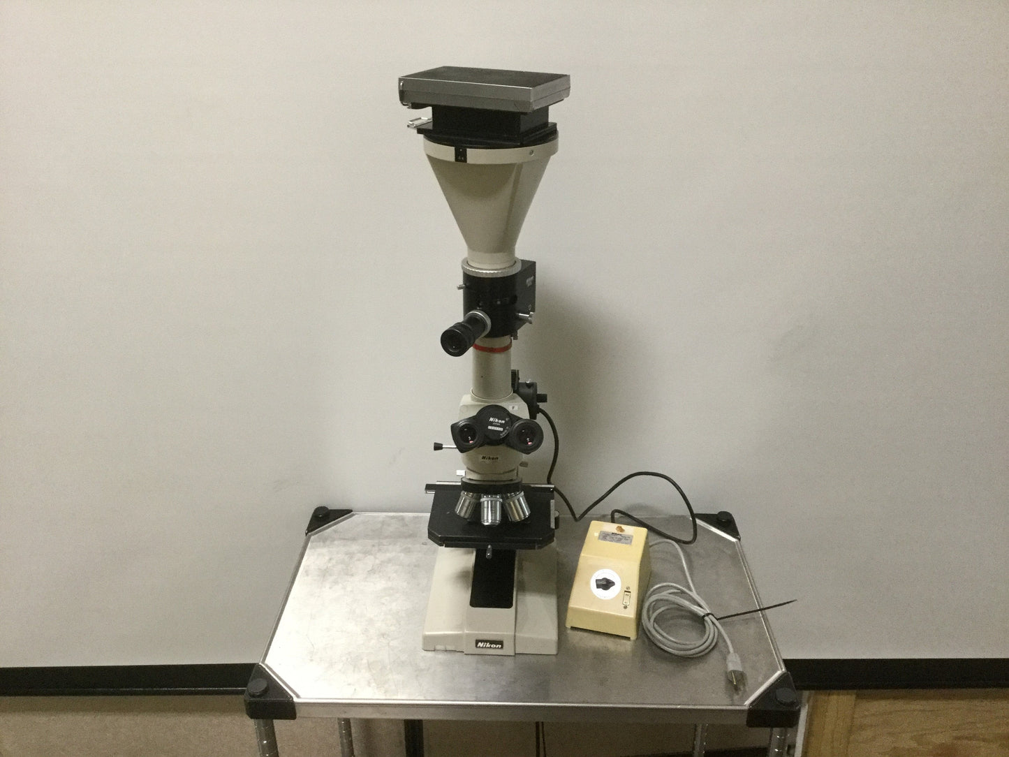 Used Nikon Optiphot Microscope, Format Adapter, Polaroid Camera, PFX Shutter