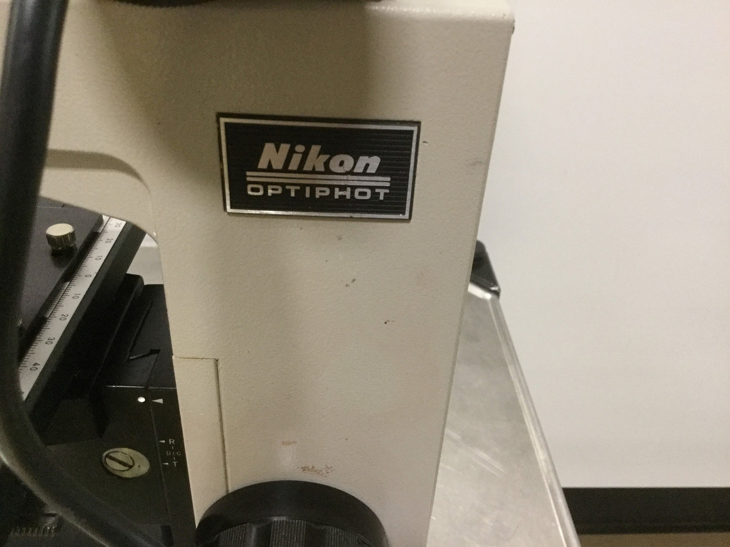 Used Nikon Optiphot Microscope, Format Adapter, Polaroid Camera, PFX Shutter