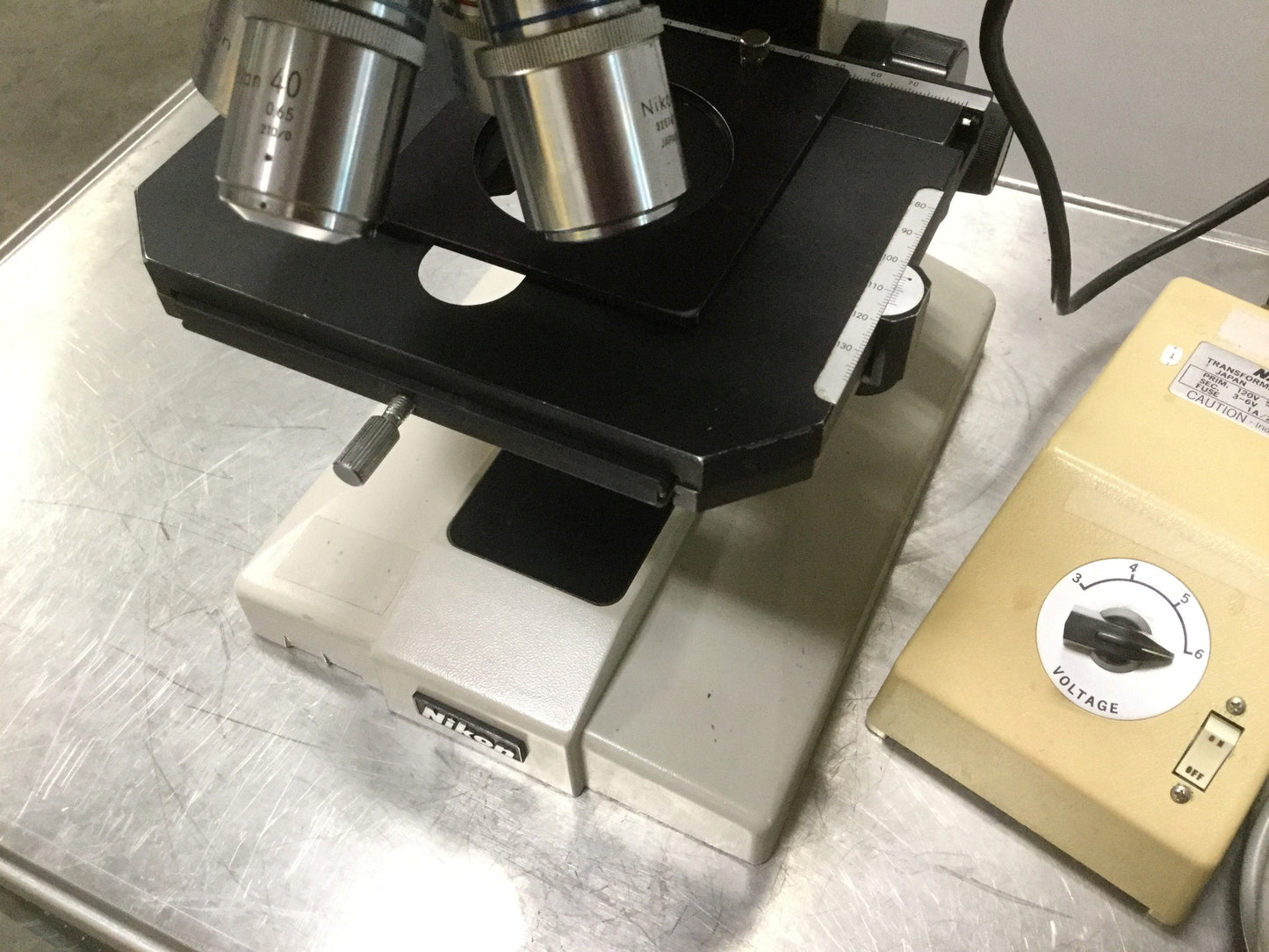 Used Nikon Optiphot Microscope, Format Adapter, Polaroid Camera, PFX Shutter