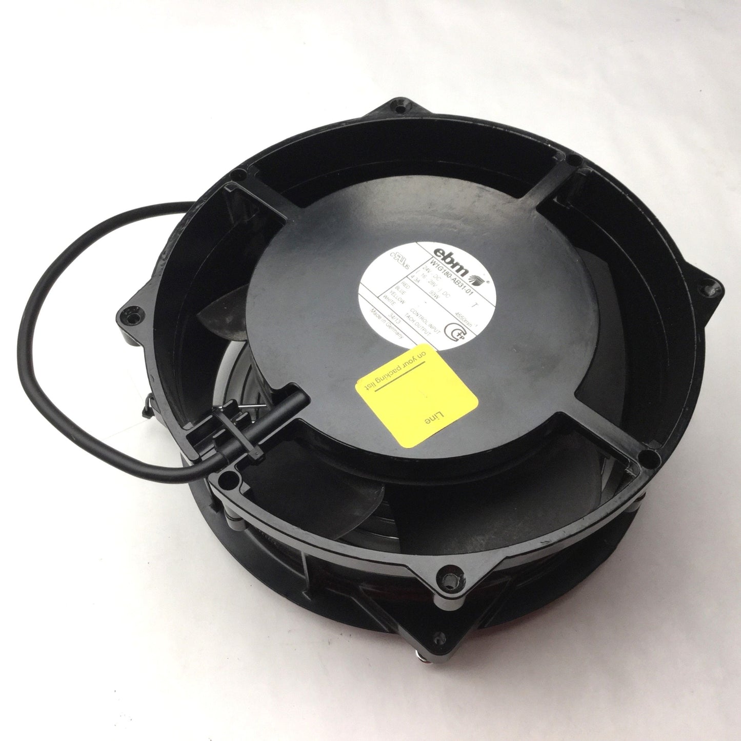 Used EBM W1G180-AB31-01 Axial Fan, 24VDC, 4.3A, 900m³/h, Frame Size 200mm, 70mm Deep