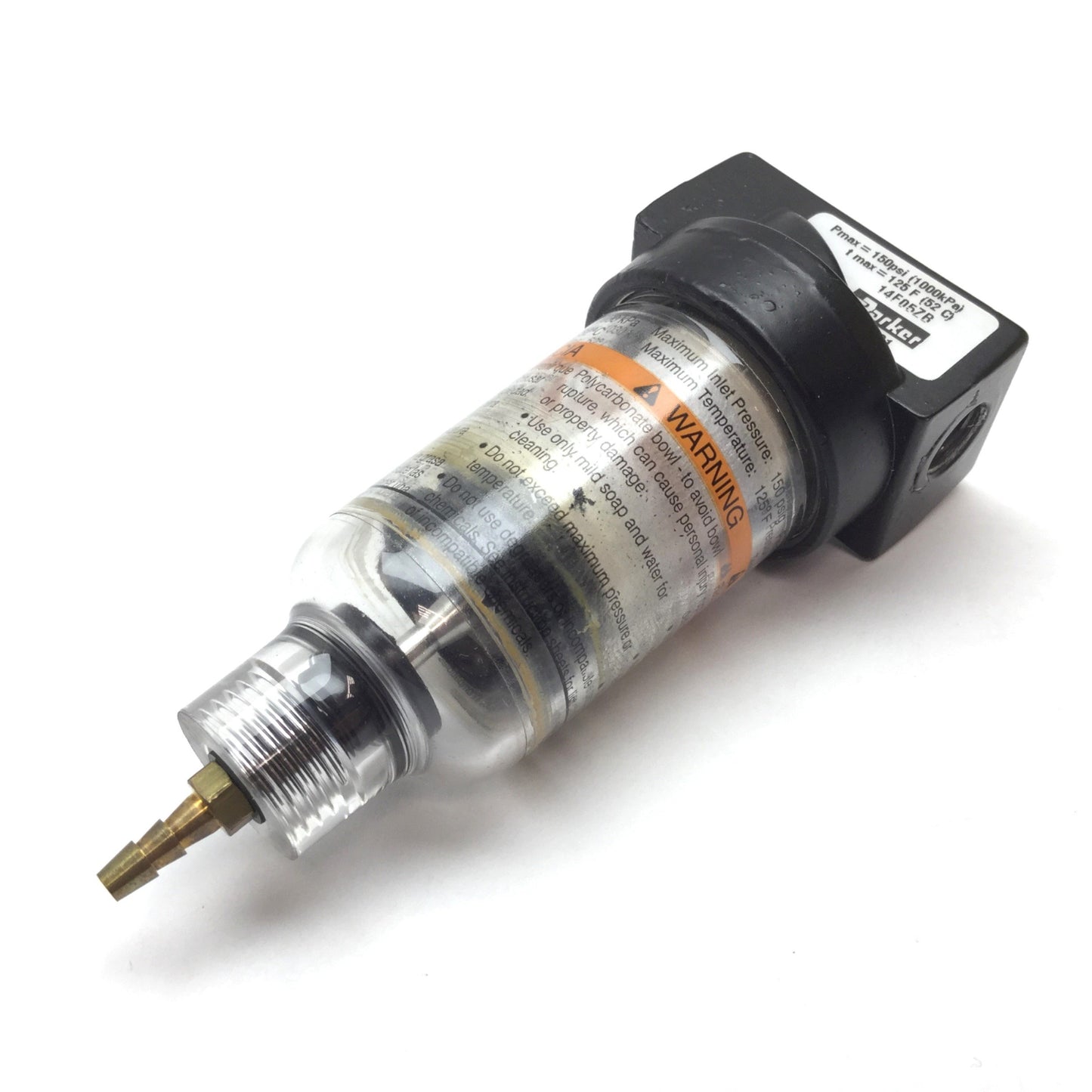 Used Parker 14F05ZB Pneumatic Filter, Pressure Rating: 150psi Max, Ports: 1/8" NPT