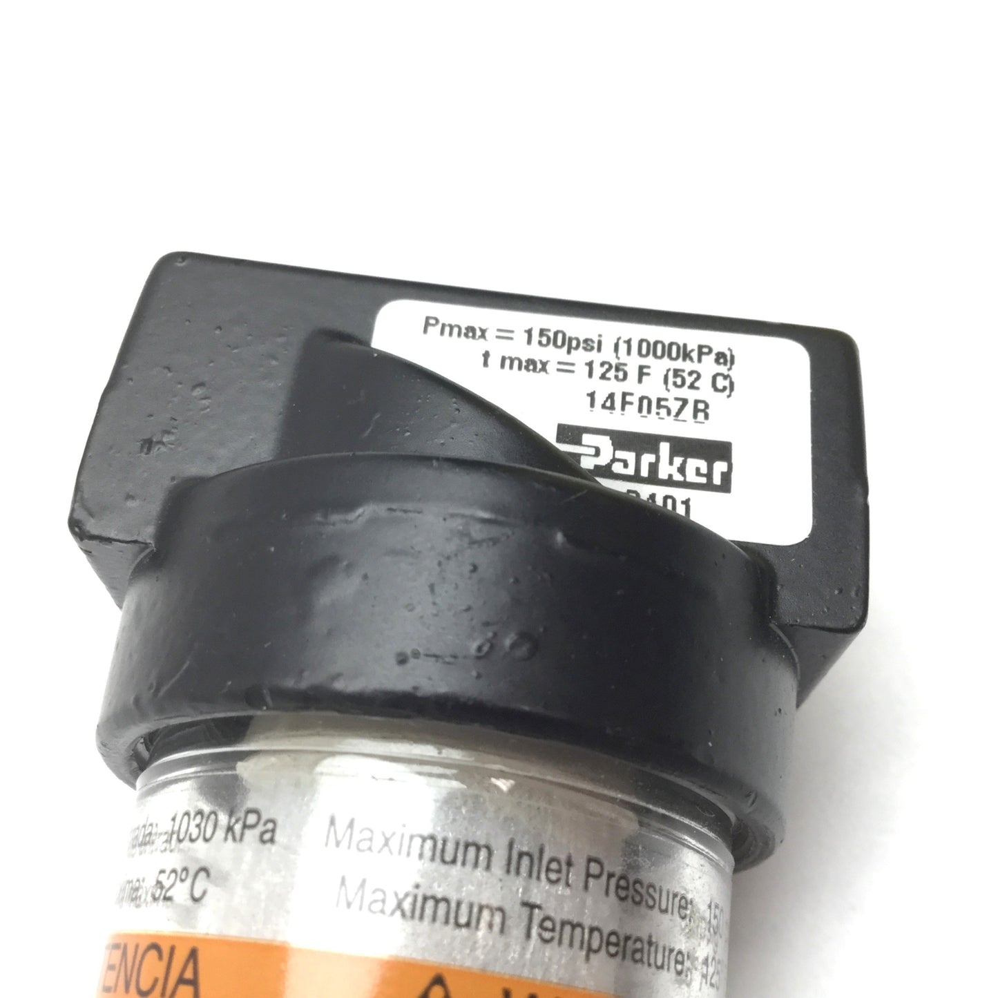 Used Parker 14F05ZB Pneumatic Filter, Pressure Rating: 150psi Max, Ports: 1/8" NPT