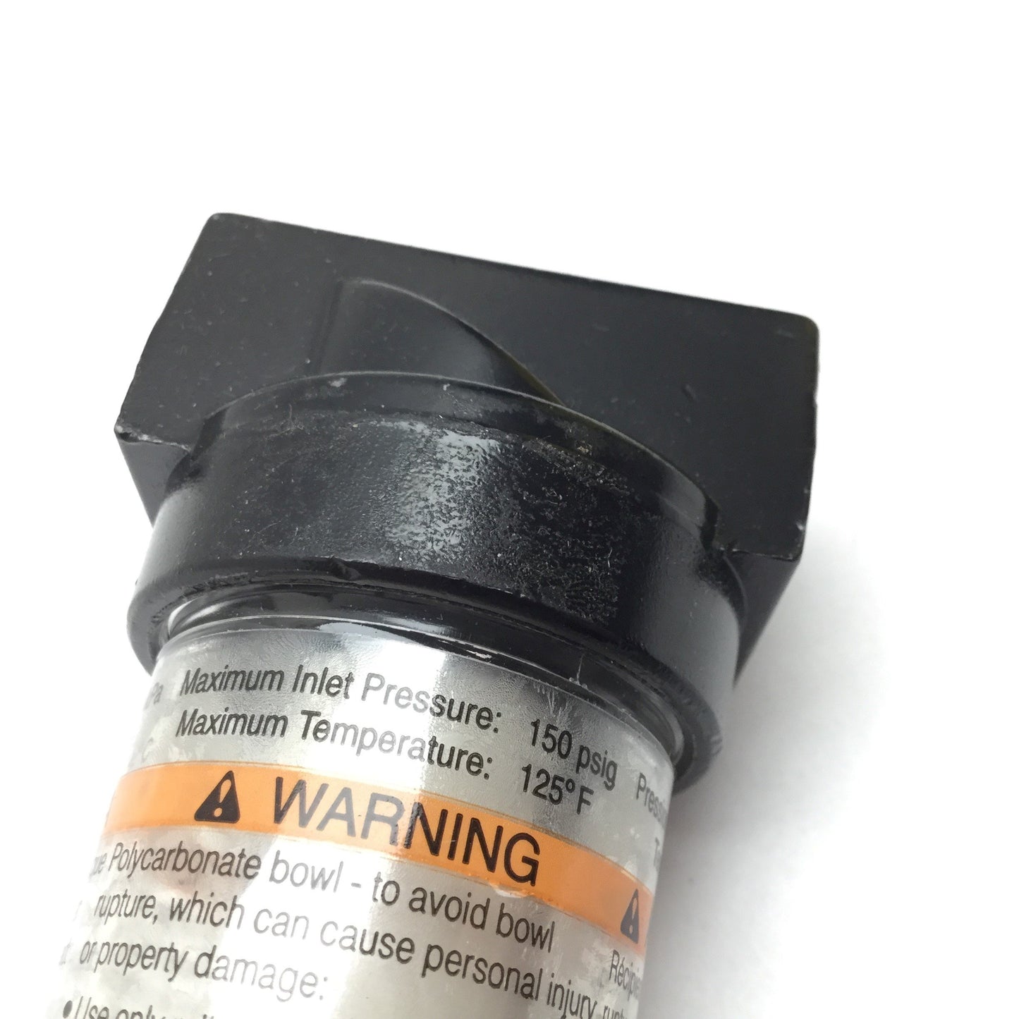 Used Parker 14F01BB Pneumatic Filter, 5 Micron Element, Rating: 150psi Max, 1/8" NPT