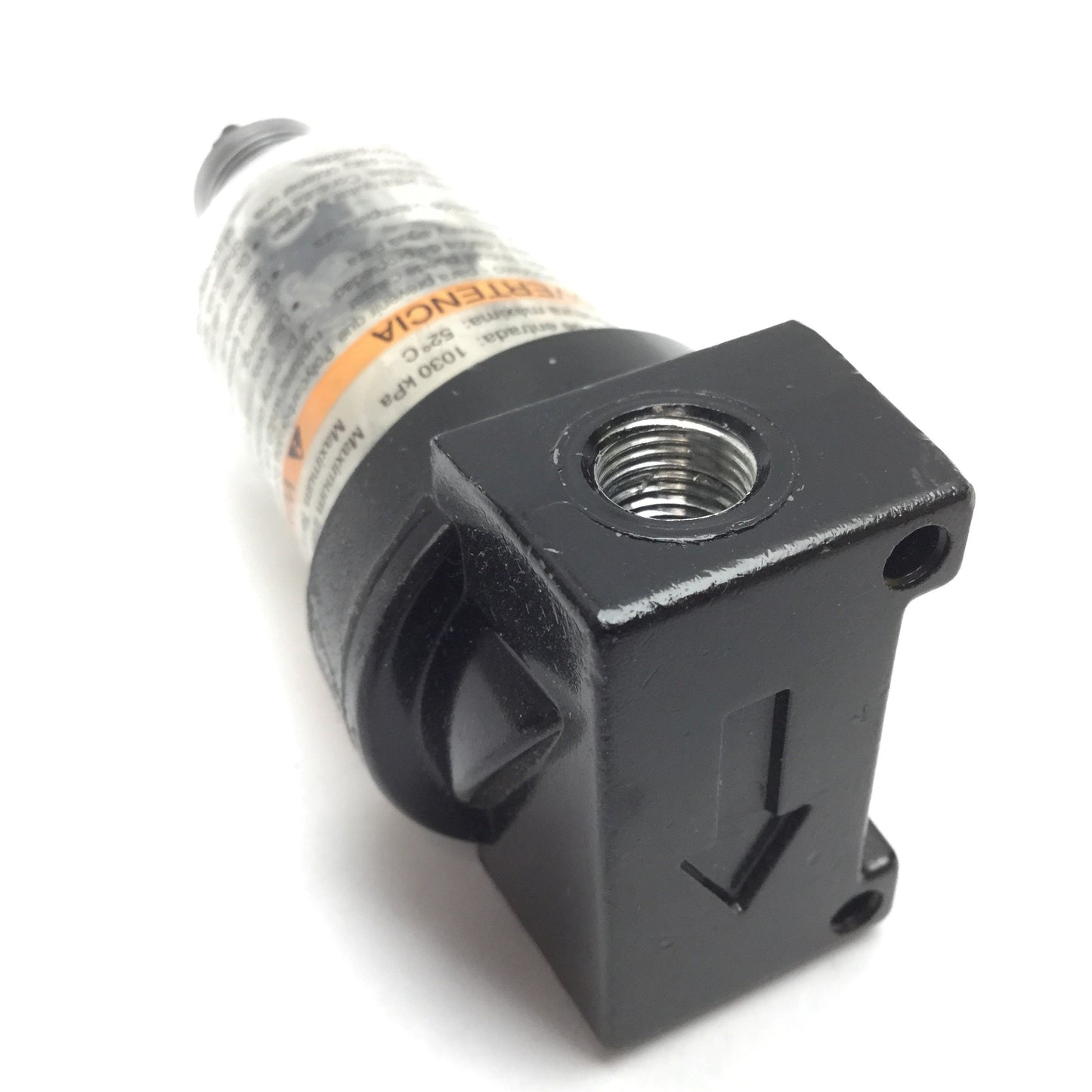 Used Parker 14F01BB Pneumatic Filter, 5 Micron Element, Rating: 150psi Max, 1/8" NPT