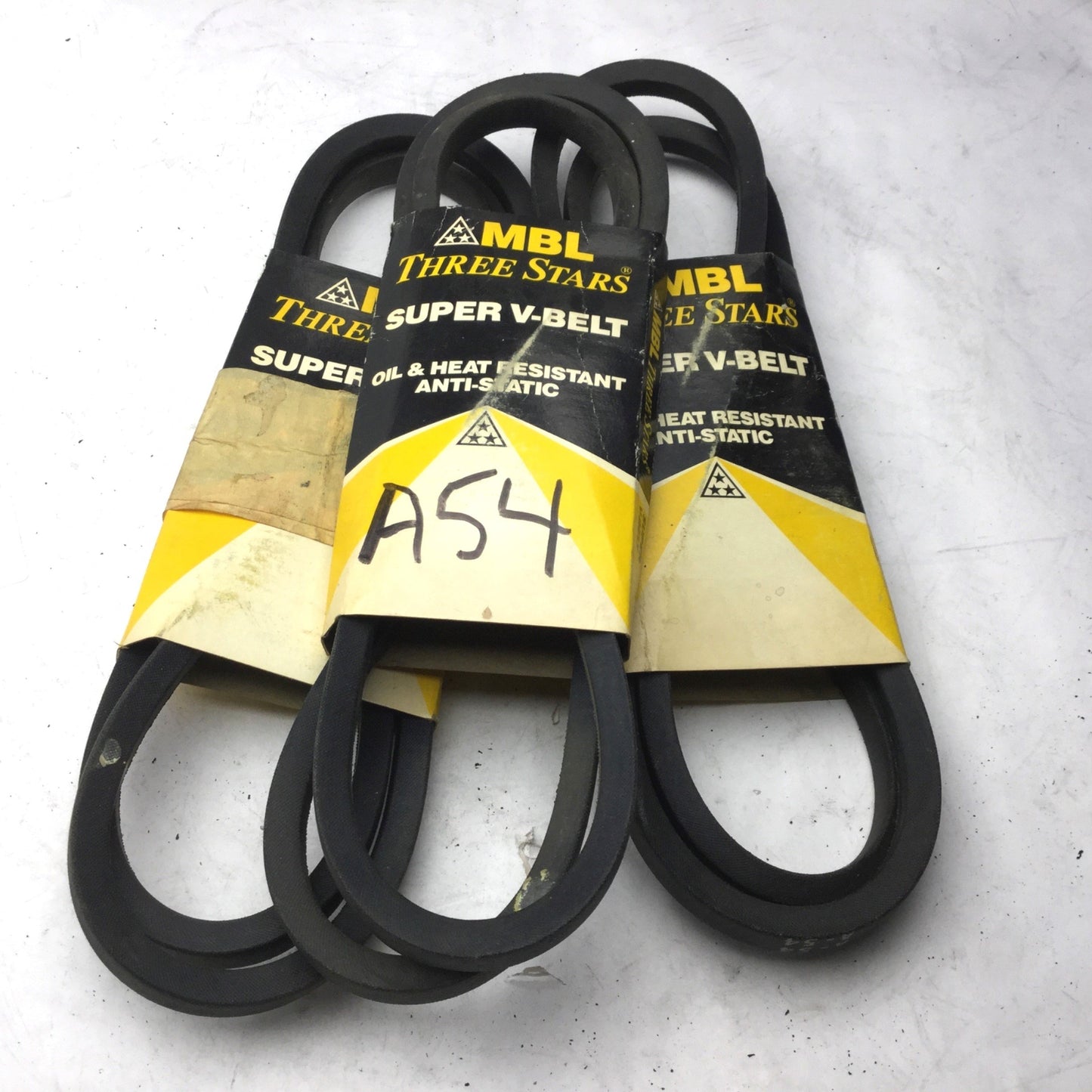 New Lot of 3 MBL A54 Industrial Super V-Belt, Circumference: 54" Top Width: 1/2"