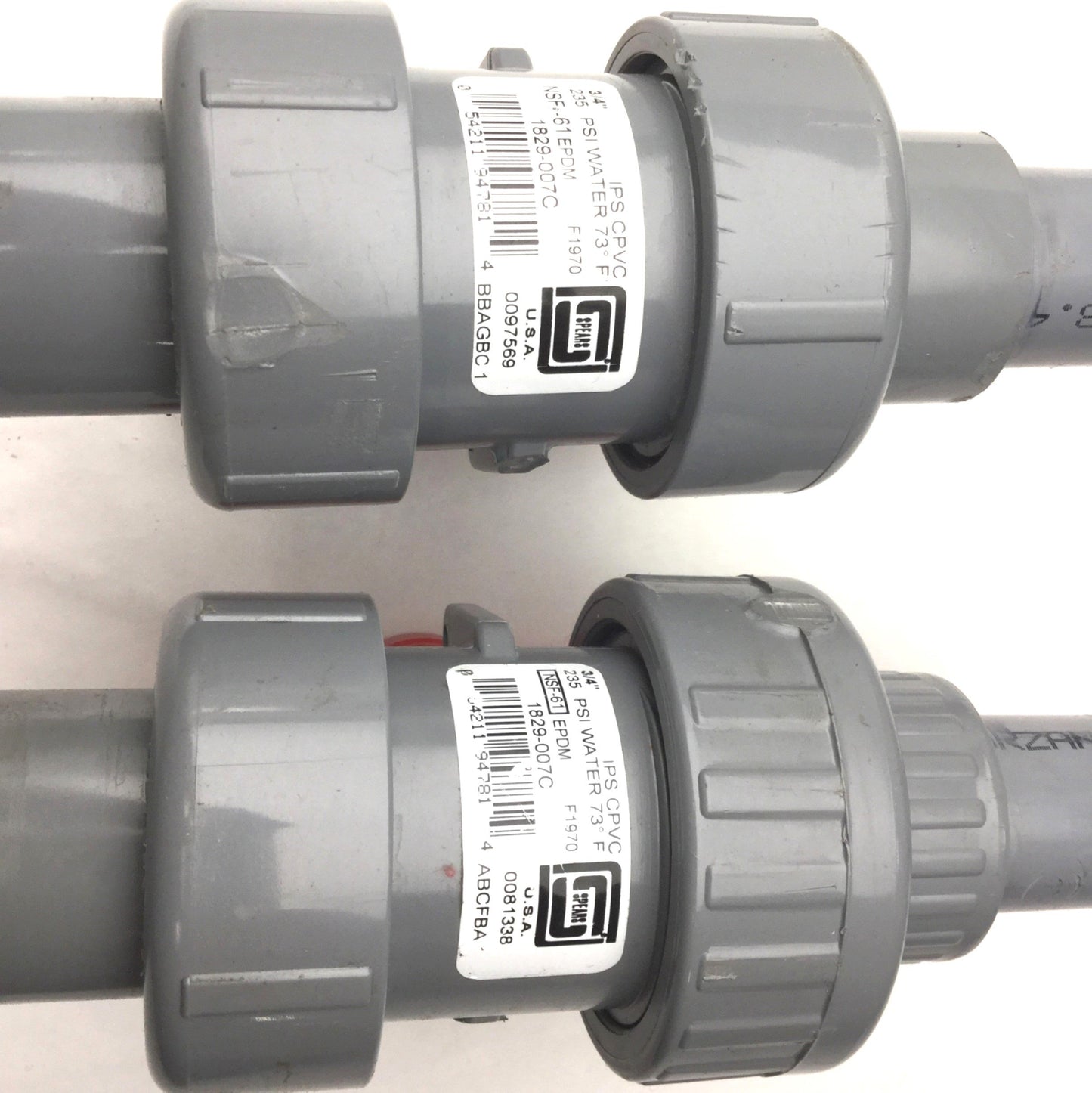 Used Lot of 2 Spears 1829-007C True Union Ball Valve, 3/4" EPDM, 235 PSI Water @ 73°F