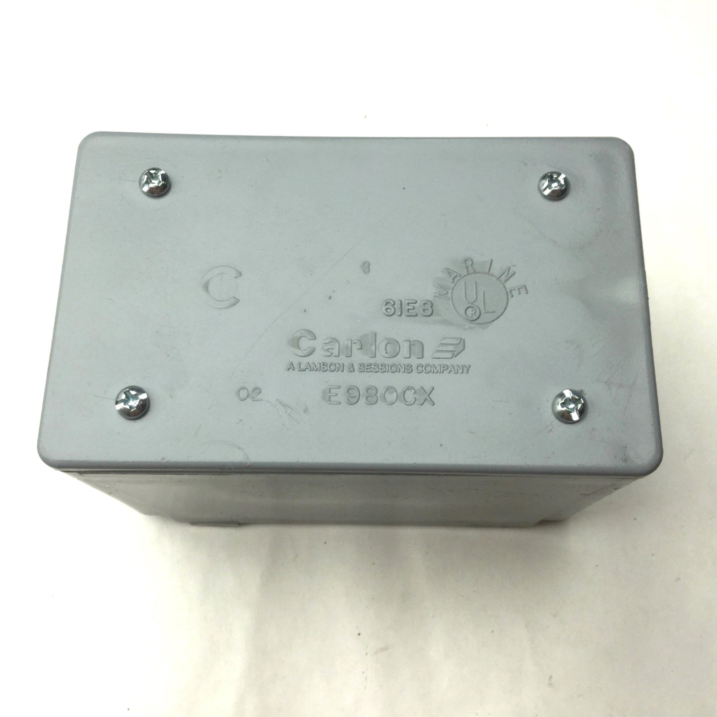 Used Carlon E980CX Lid With E9901 Enclosure 4"x2.5"x2.5", Has Holes