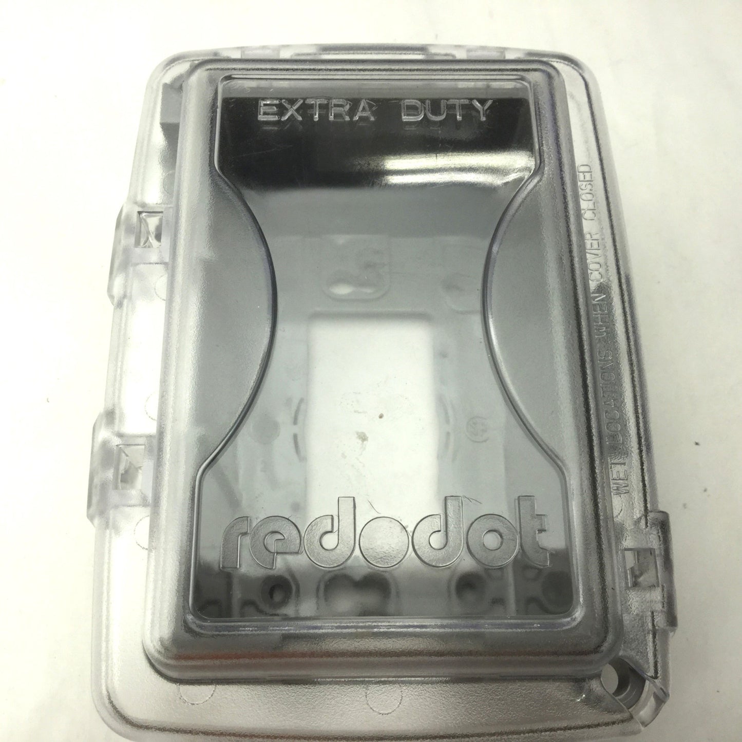 Used Red Dot Extra Duty Clear Cover Enclosure 4"x2.5"x2.5", Has Holes