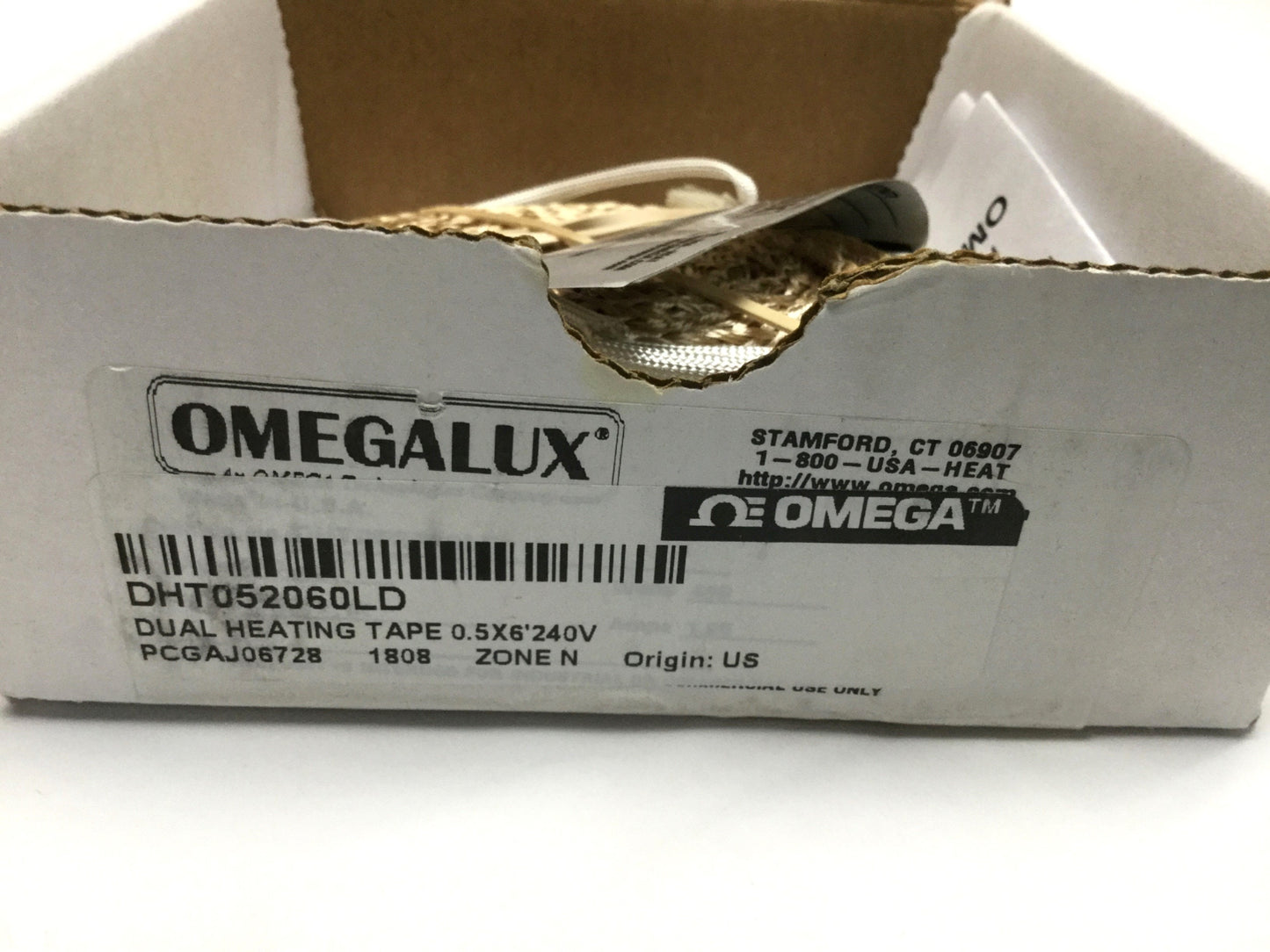 New Omega DHT052-060LD Fiberglass High Temperature Dual Heating Tape 240V 0.5"x6'