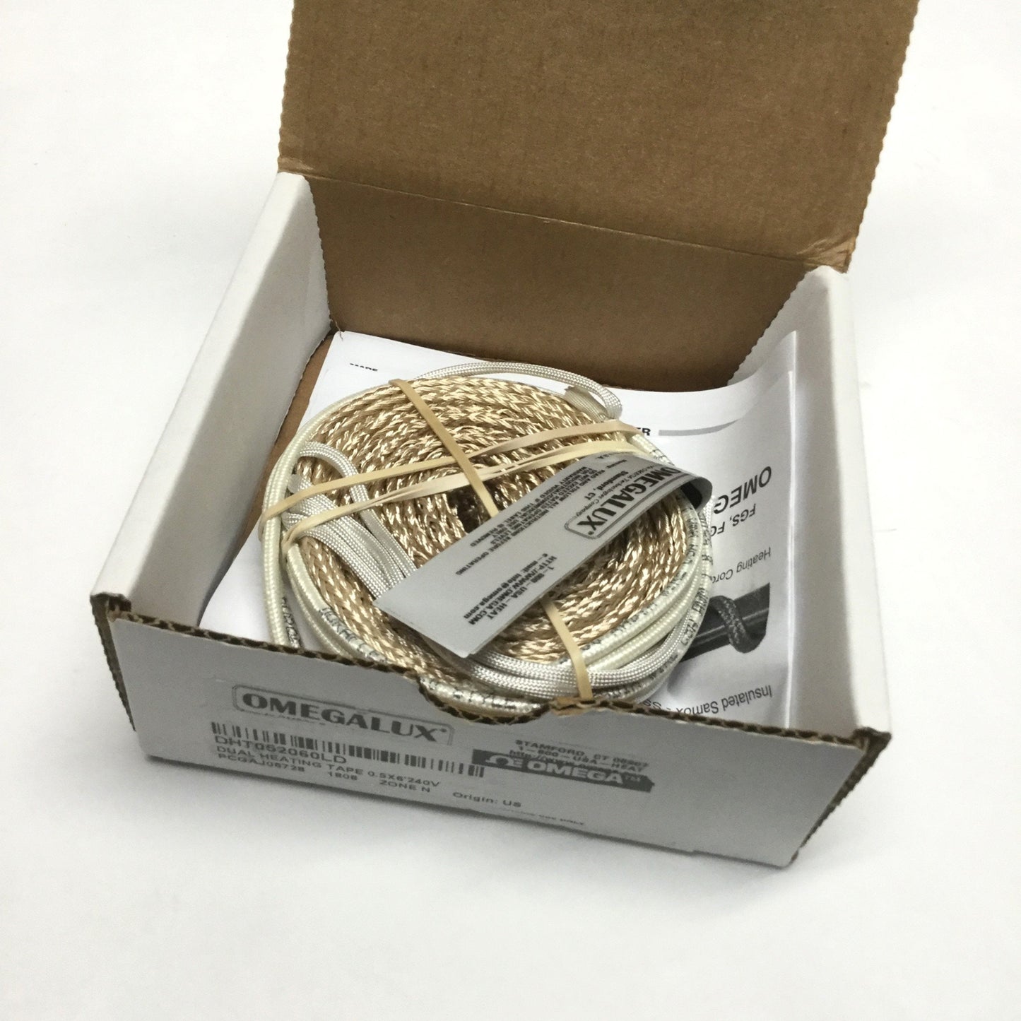 New Omega DHT052-060LD Fiberglass High Temperature Dual Heating Tape 240V 0.5"x6'