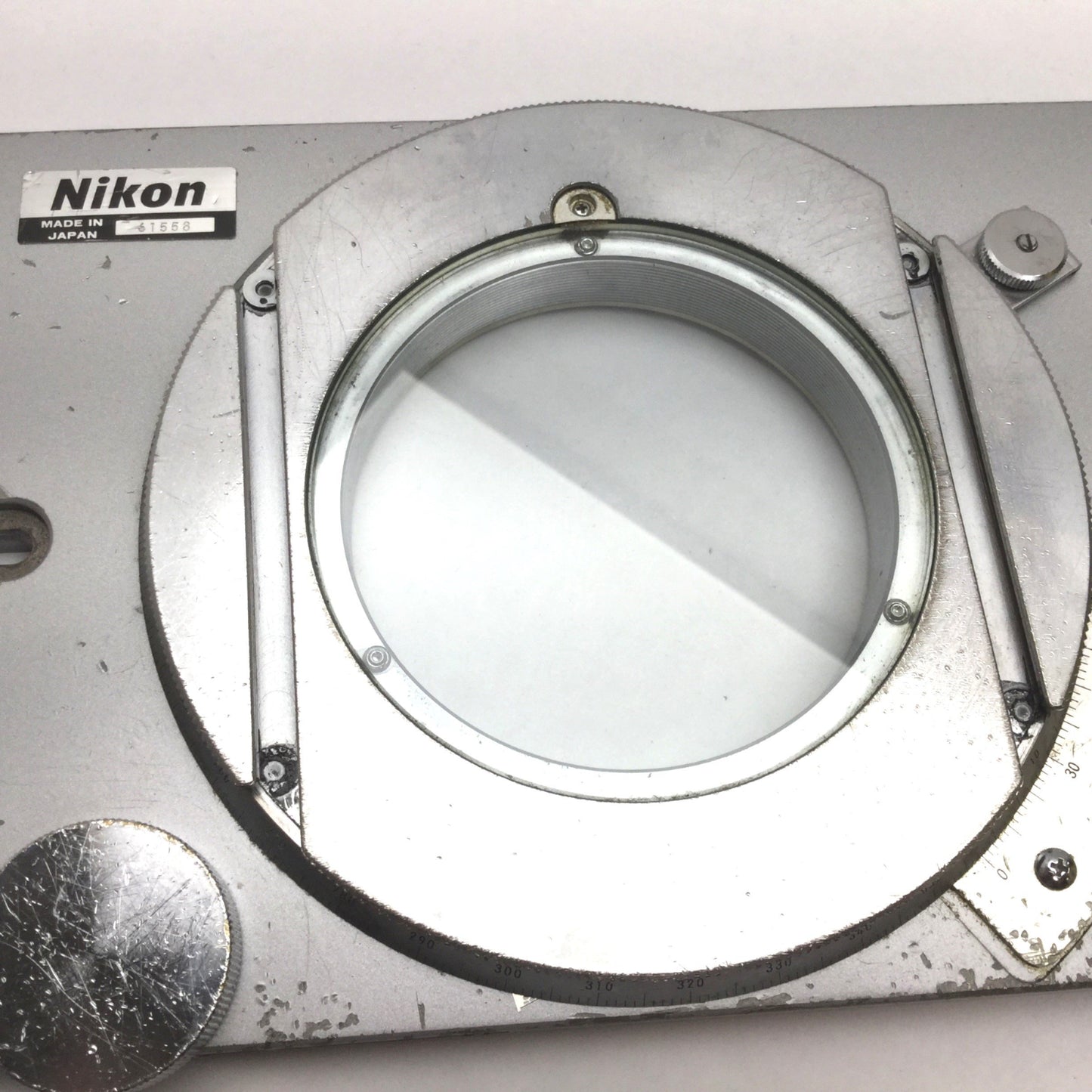 Used Nikon Rotation Table For V-12 Optical Comparator, 360° Rotation, 4.19" Ø Glass