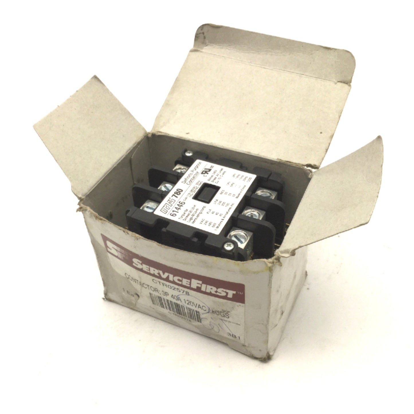 New – Open box Service First CTR02578 Definite Purpose Contactor 3-Phase 40A Coil: 110-120VAC