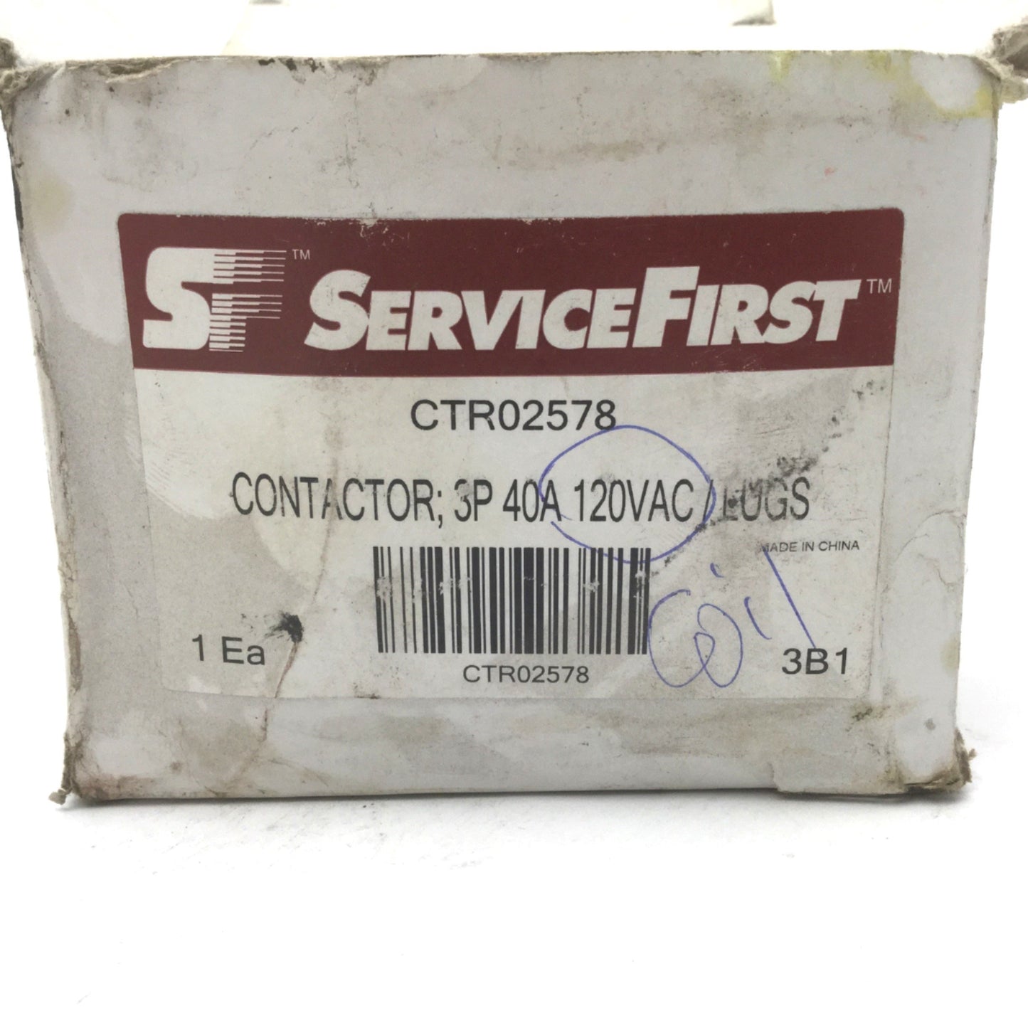 New – Open box Service First CTR02578 Definite Purpose Contactor 3-Phase 40A Coil: 110-120VAC