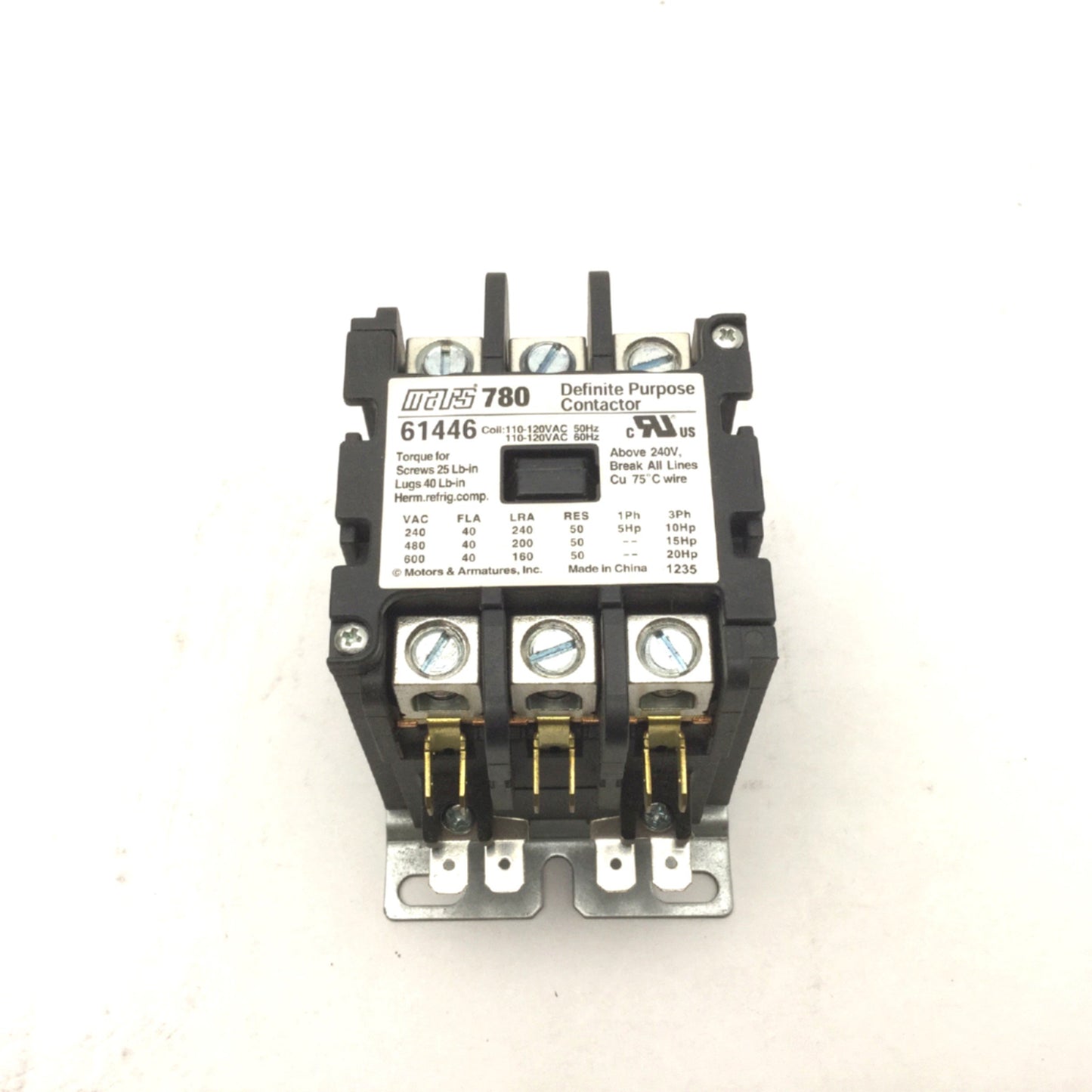 New – Open box Service First CTR02578 Definite Purpose Contactor 3-Phase 40A Coil: 110-120VAC