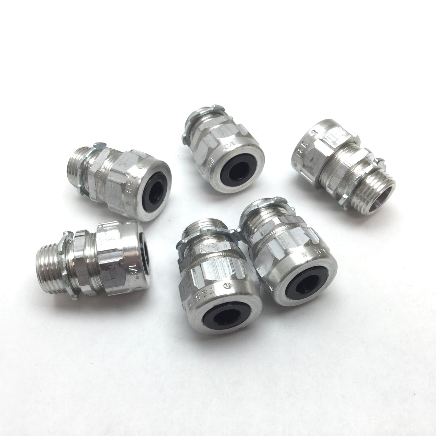 Used Lot of 6 T&B 1/2" Conduit Straight Connector, Range: 0.125-0.375", 1/2" NPT