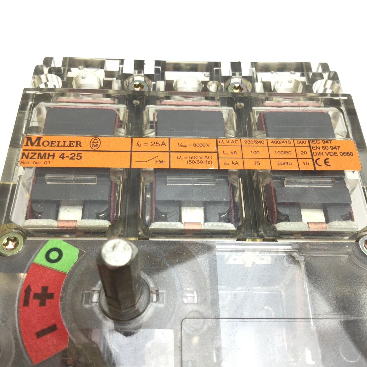 New – Open box Moeller NZMH4-25 Circuit Breaker Disconnect Switch, 3-Pole, Rating: 500VAC 25A
