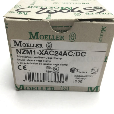 New – Open box Moeller NZM1-XAC24AC/DC Shunt Release, Cage Clamp Terminals, Control: 24VAC/DC