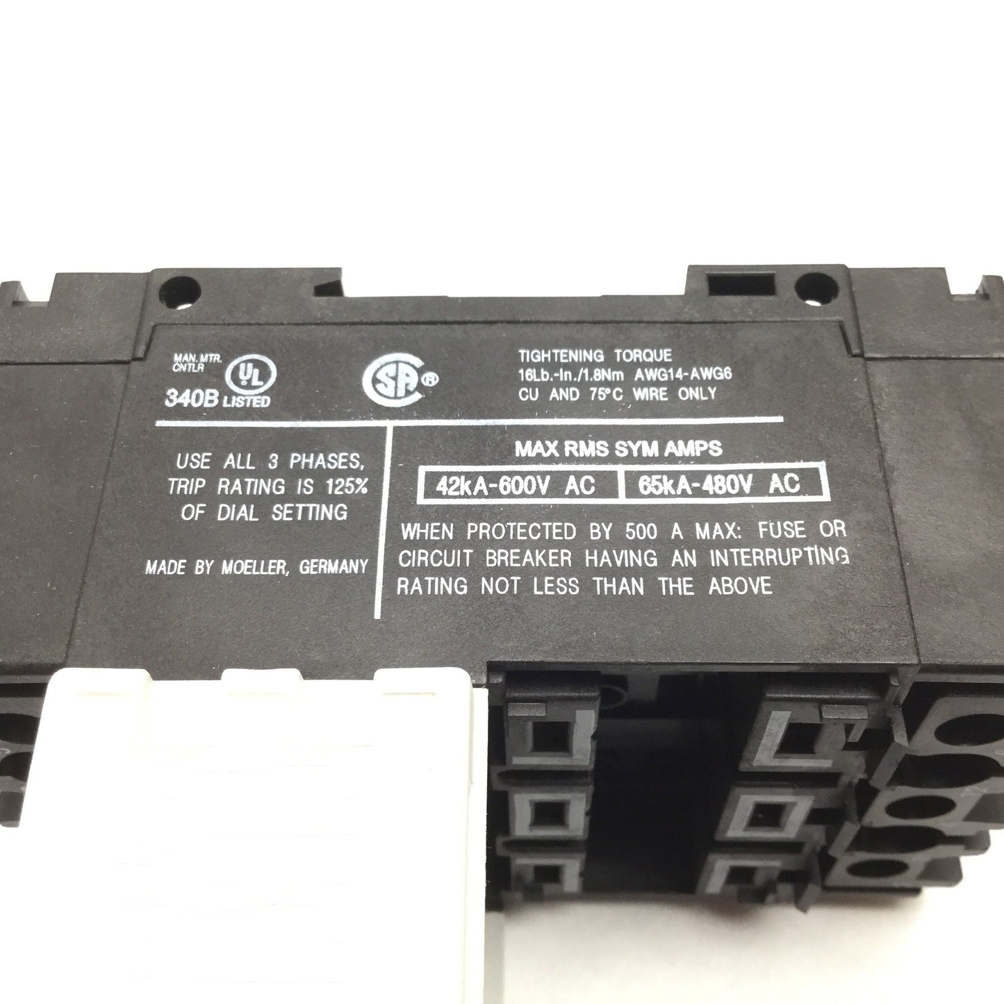 New – Open box Eaton PKZ2 Circuit Breaker Motor Protector Base Unit, Rating: 6000V 0.6-40A