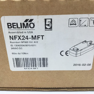 New Belimo NFX24-MFT Damper Actuator 24VAC/DC, Torque: 90lb-in/10Nm, Rotation: 95°