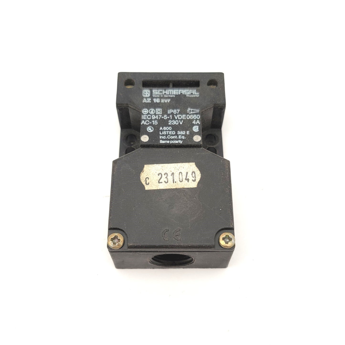 Used Schmersal AZ 16 ZVR Safety Interlock Switch, Rating: 600VAC, 10A, No Key