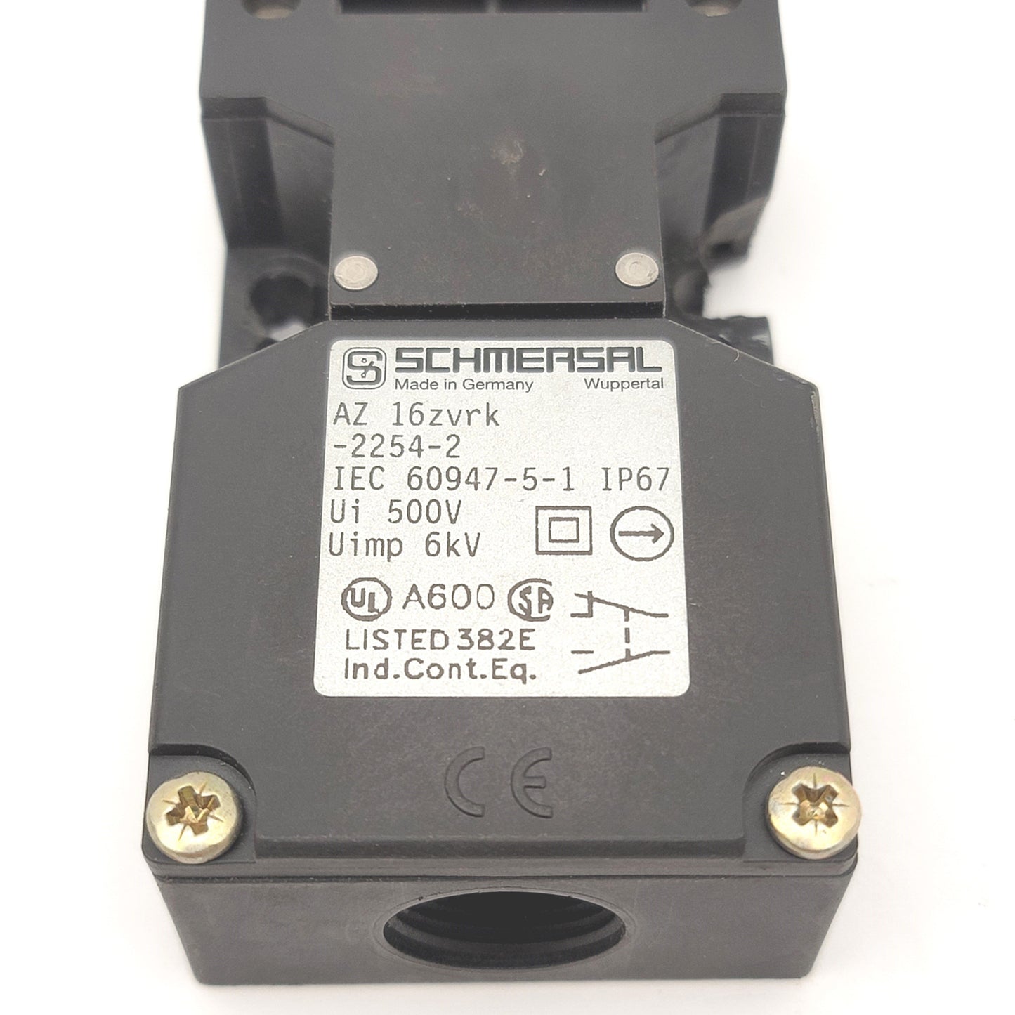 Used Schmersal AZ 16 ZVRK-2254-2 Safety Interlock Switch, Rating 500V, No Key