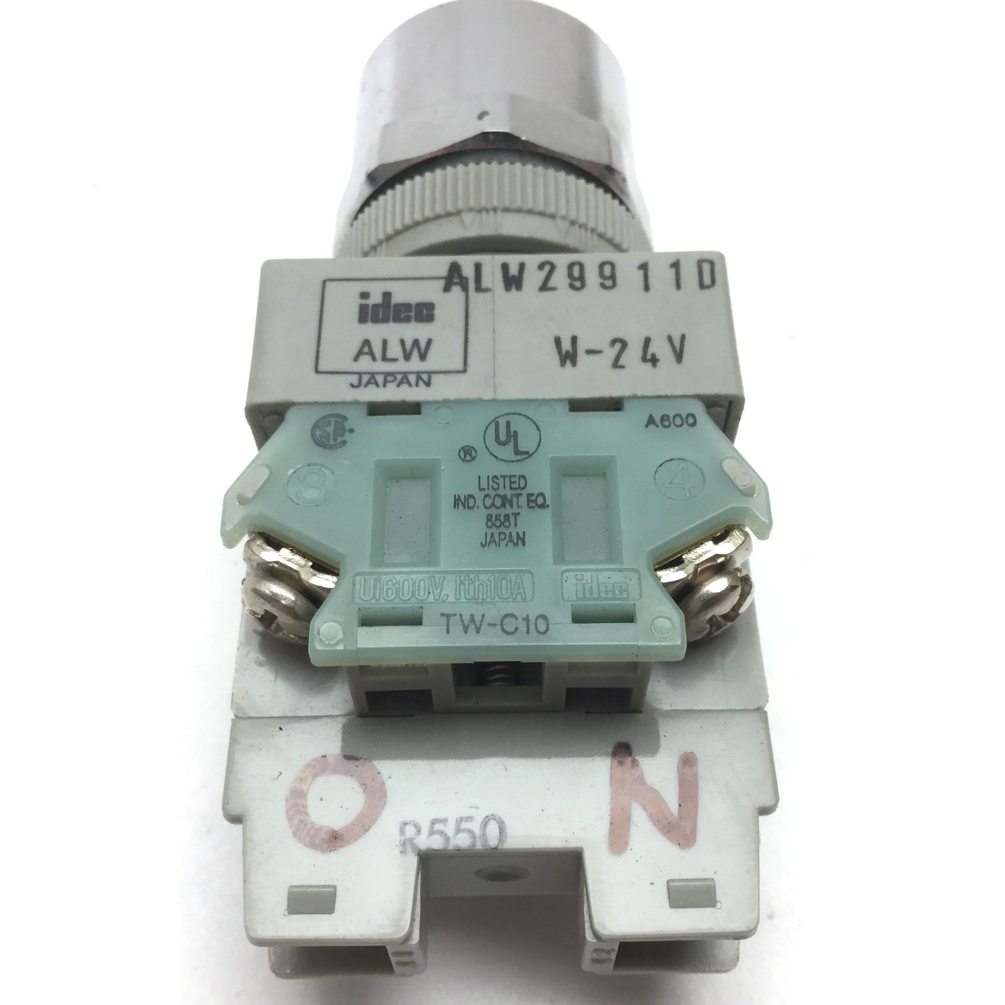 Used Idec ALW29911D-W-24V White Illuminated Push Button, With N/O and N/C Contacts