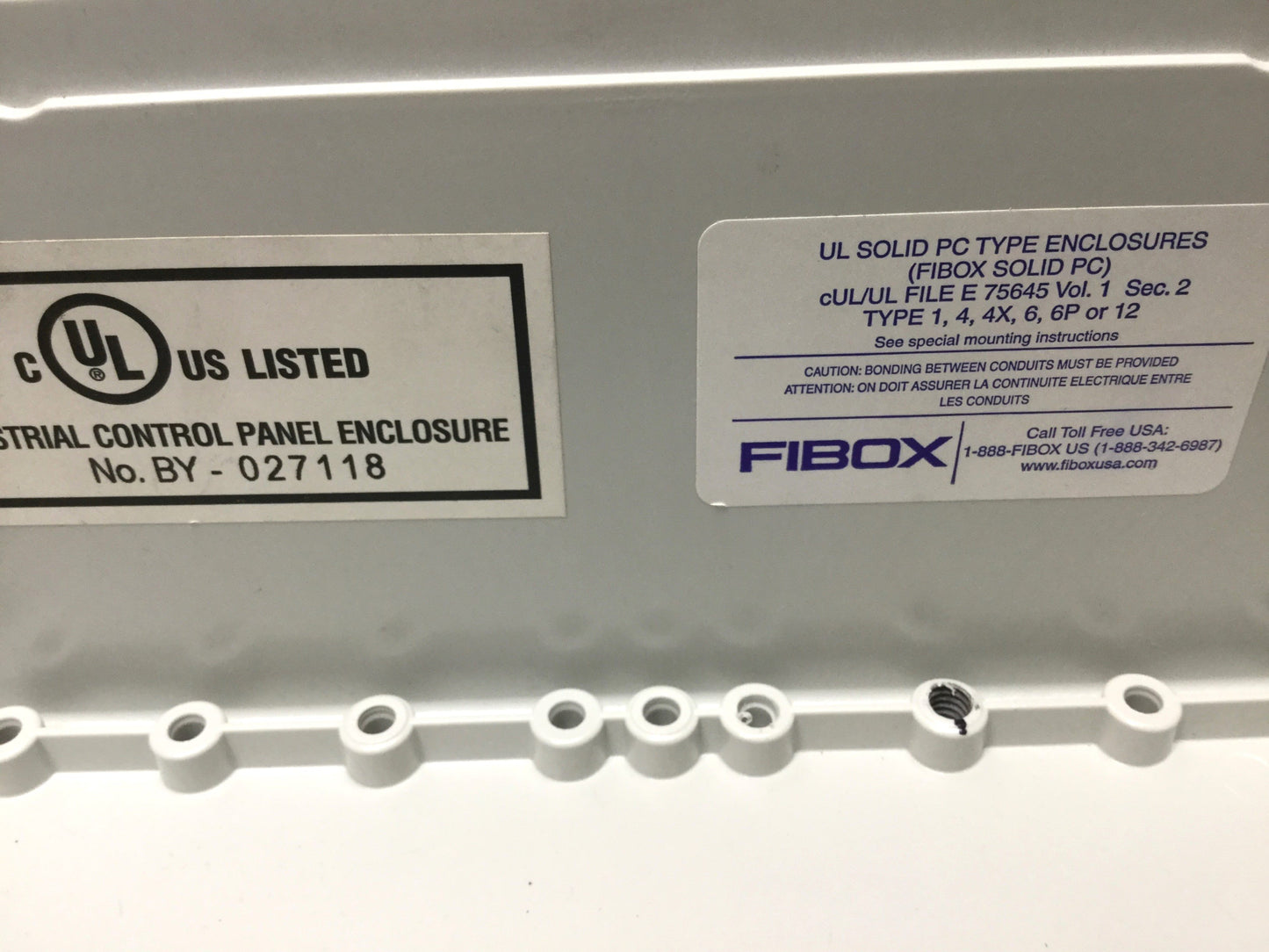 Used FIBOX 5320360 UL Solid PC Polycarbonate Electrical Enclosure 278 x 188 x 130mm