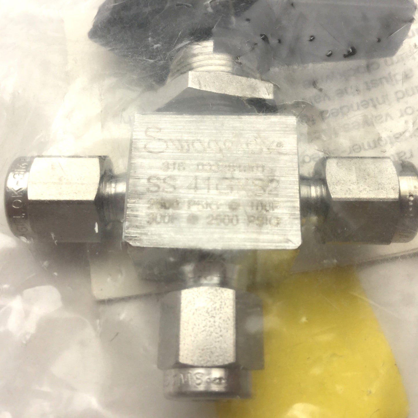 New Swagelok SS-41GXS2 3-Way Ball Valve, Connections: 1/8" Swagelok Tube Fitting