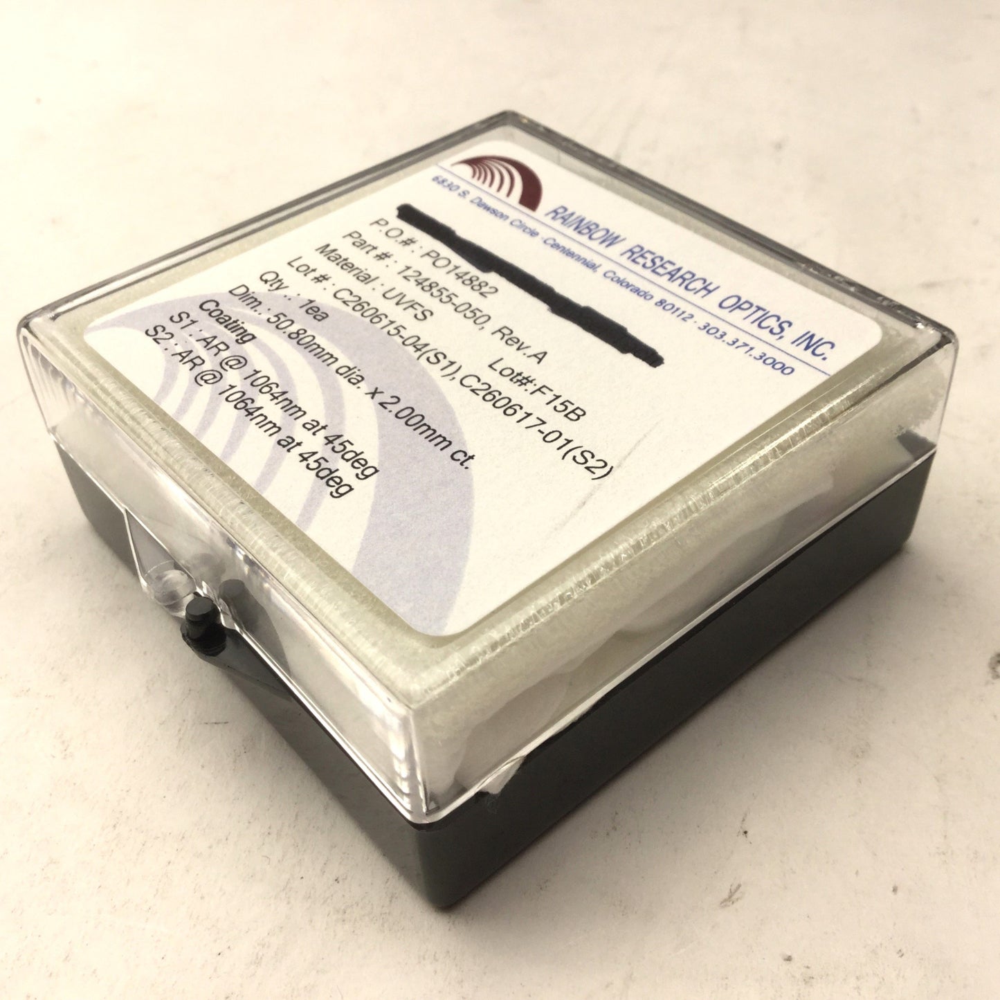 New Rainbow Research Optics 124855-050 Optic, Material UVFS, 50.8mm x 2mm ct