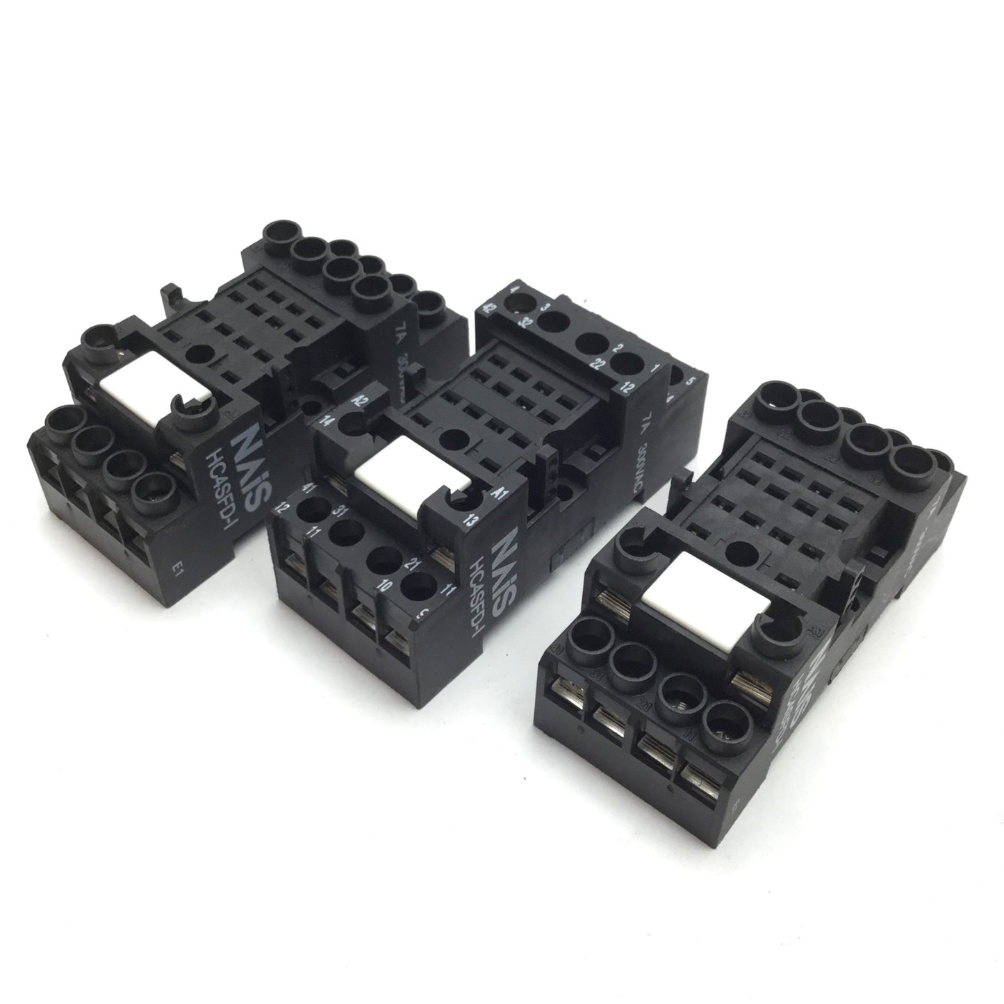 New – Open box Lot of 3 Nais HC4SFD-I Relay Socket, 14-Pin, Rating: 7A 300VAC, DIN Rail Mount