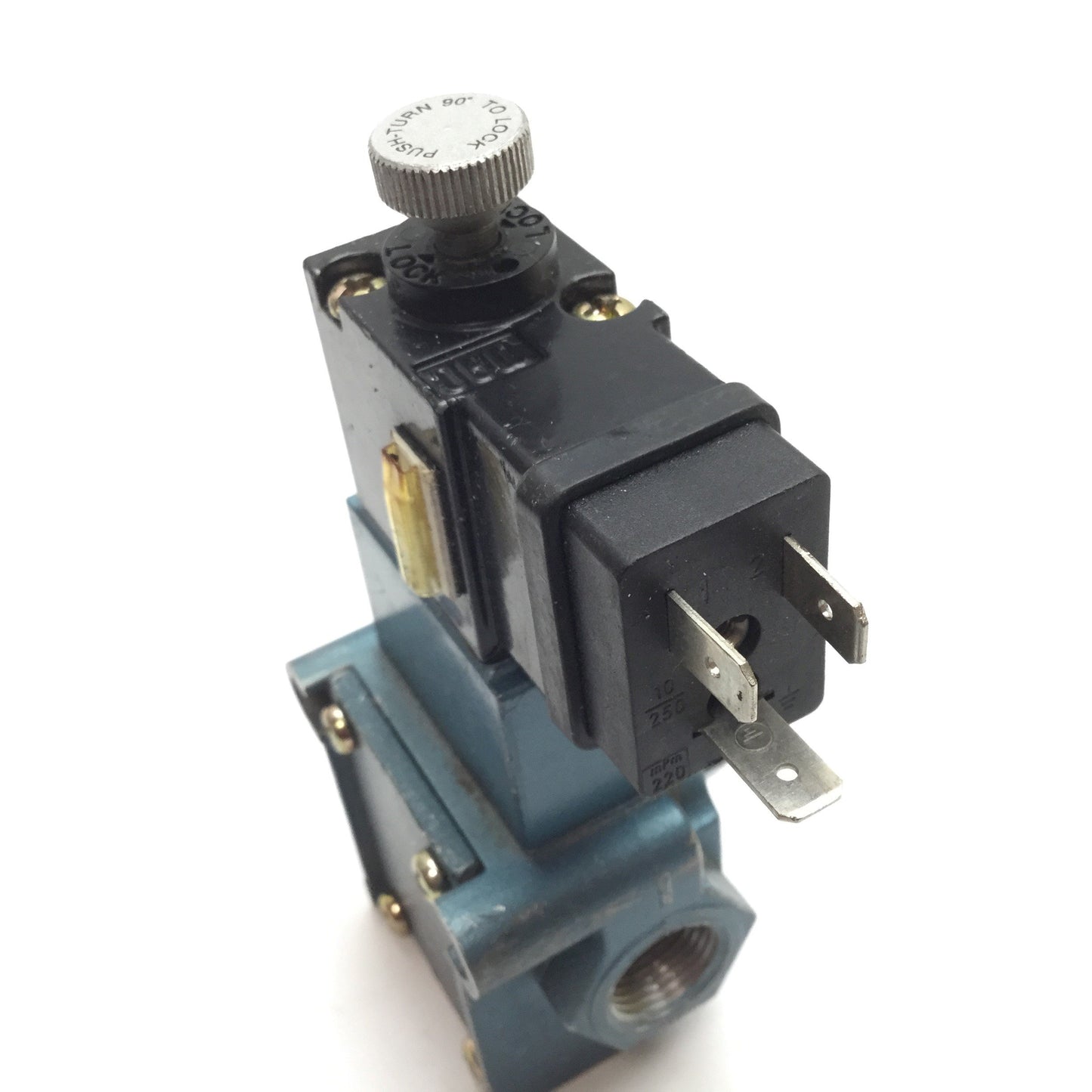 Used MAC 55B-24-PE-614JB Solenoid Valve, 2-Position 3-Port, 24VDC, 150psi, 3/8" NPT
