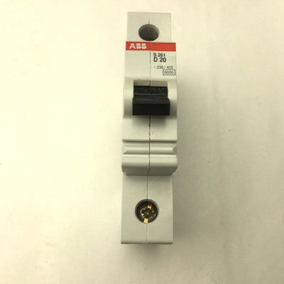 New – Open box ABB S261 D20 Circuit Breaker, 1 Pole, 20A, 230-400VAC, DIN Rail