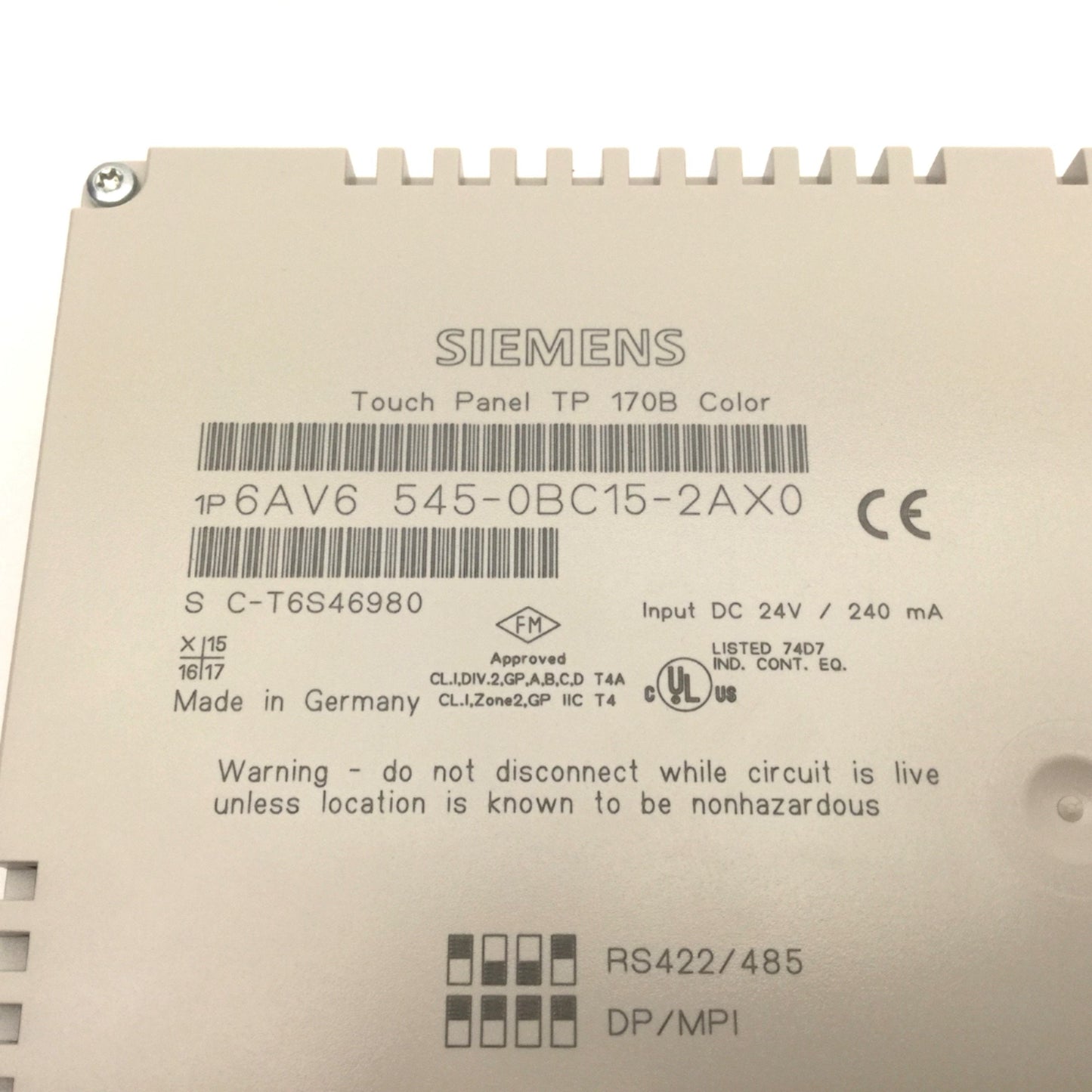 New Other Siemens 6AV6 545-0BC15-2AX0 TP 170B SIMATIC Color Touchscreen HMI 5.7" 24VDC