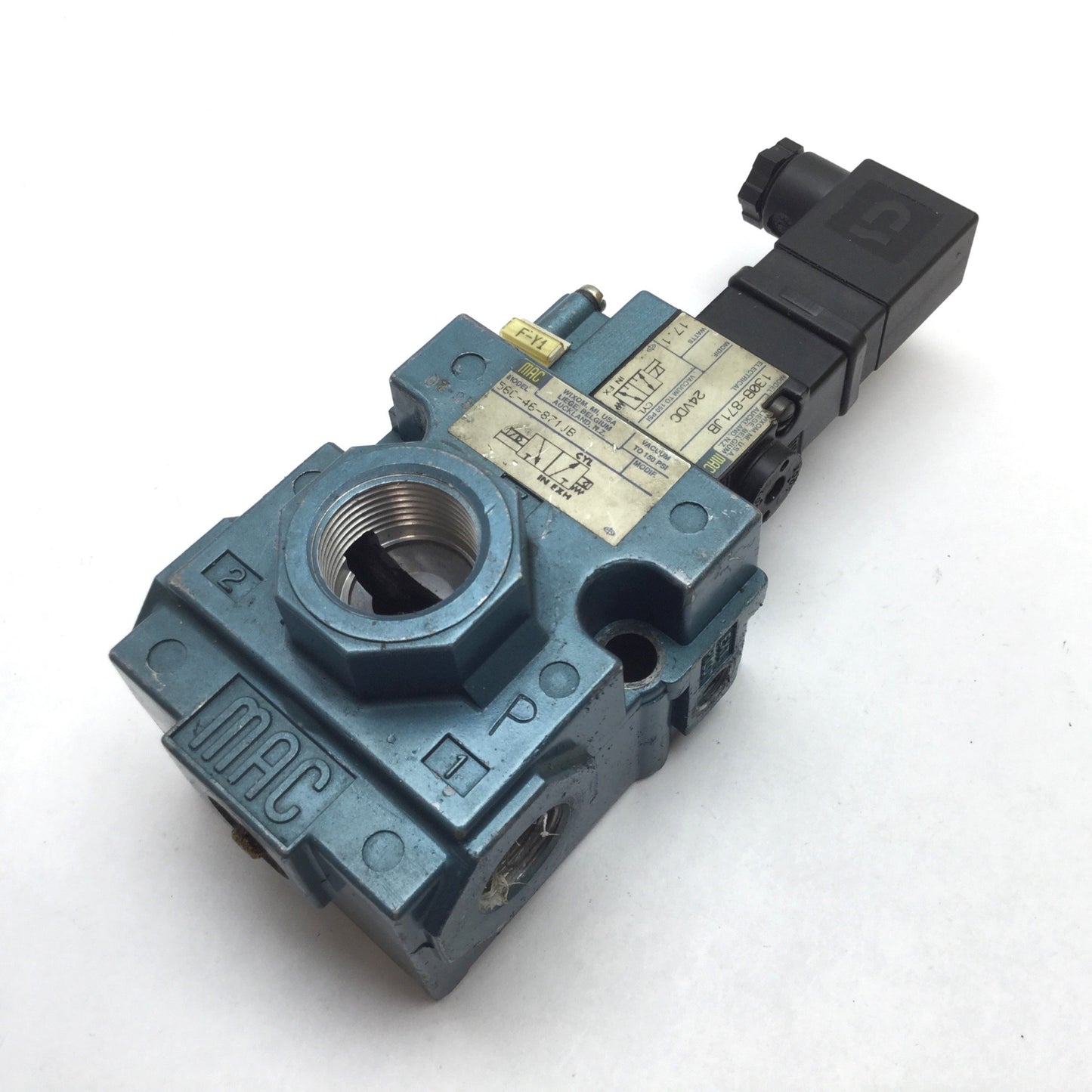 Used MAC 56C-46-871JB Solenoid Valve, 2-Position 3-Port, 24VDC 150psi, 1/2" 3/4" NPT