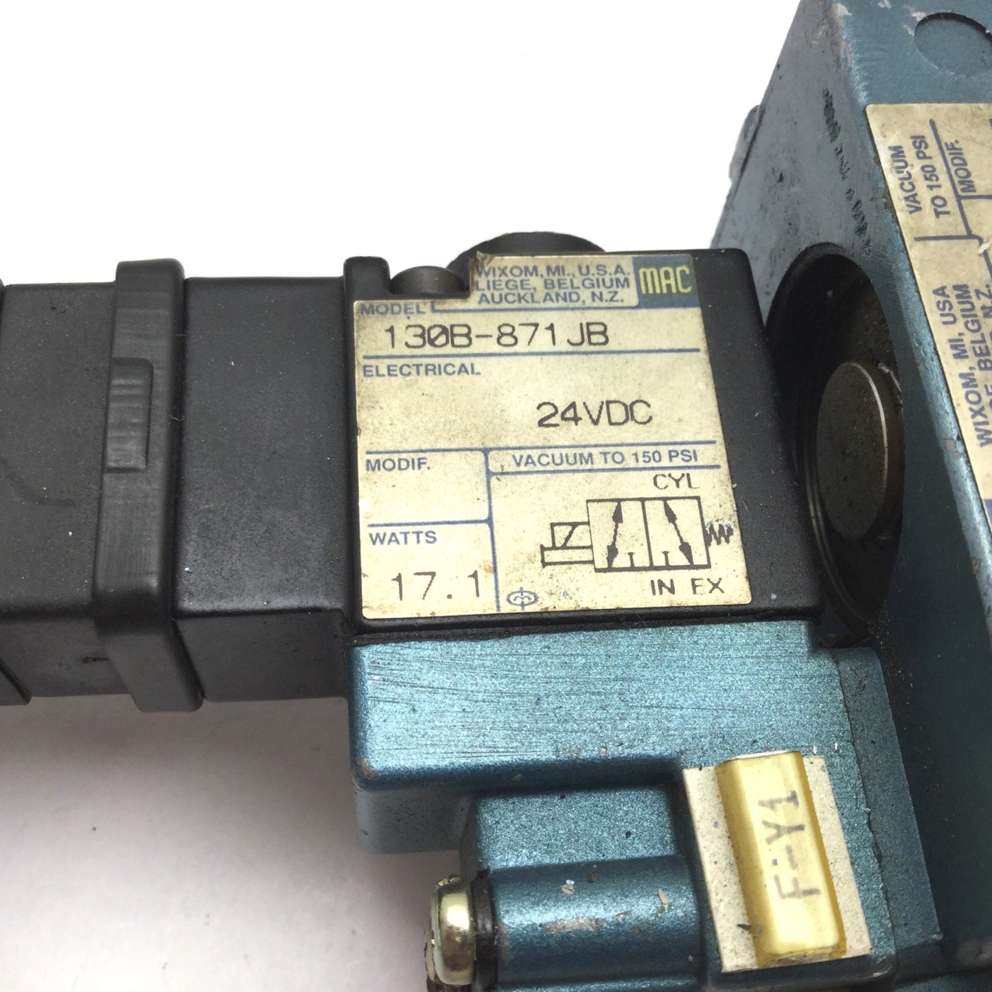 Used MAC 56C-46-871JB Solenoid Valve, 2-Position 3-Port, 24VDC 150psi, 1/2" 3/4" NPT