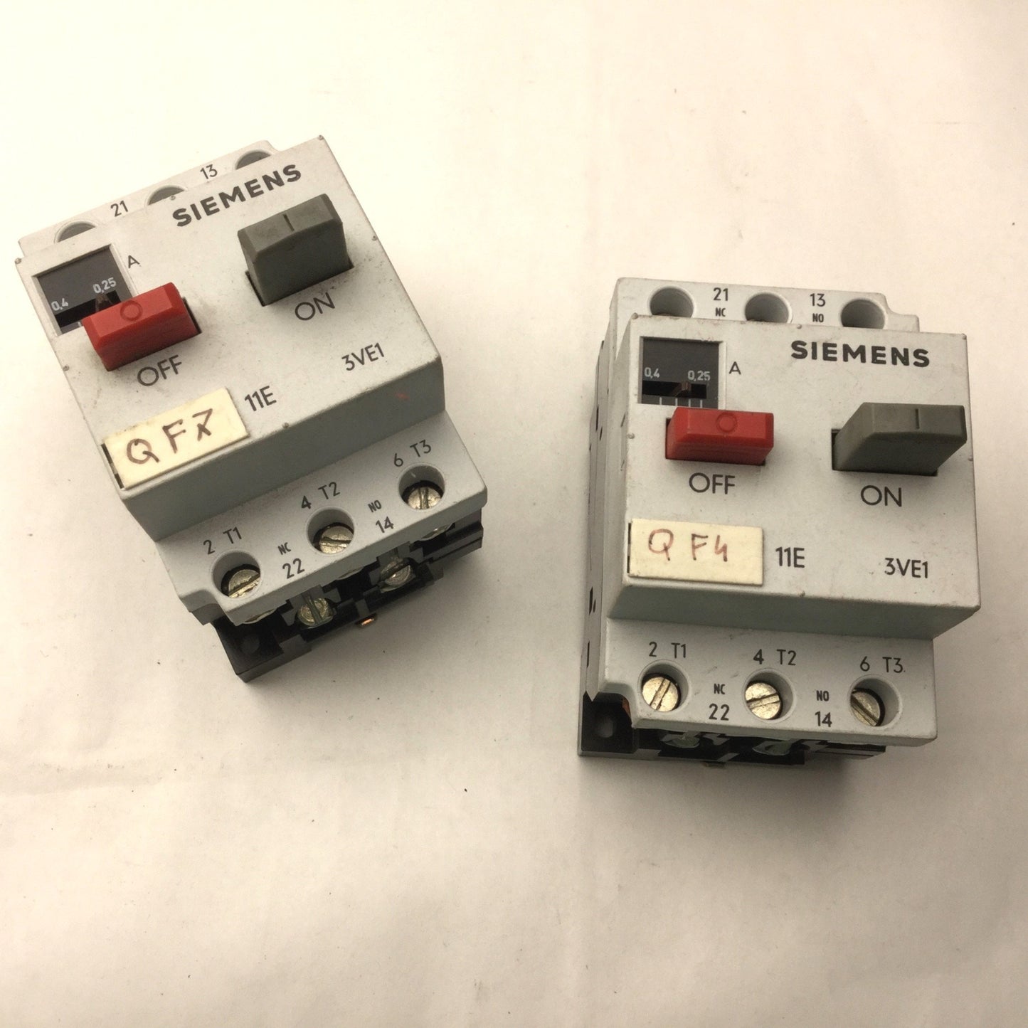 Used Lot of 2 Siemens 3VE1010-2D Motor Starter Protector Circuit Breaker, 0.25-0.4A