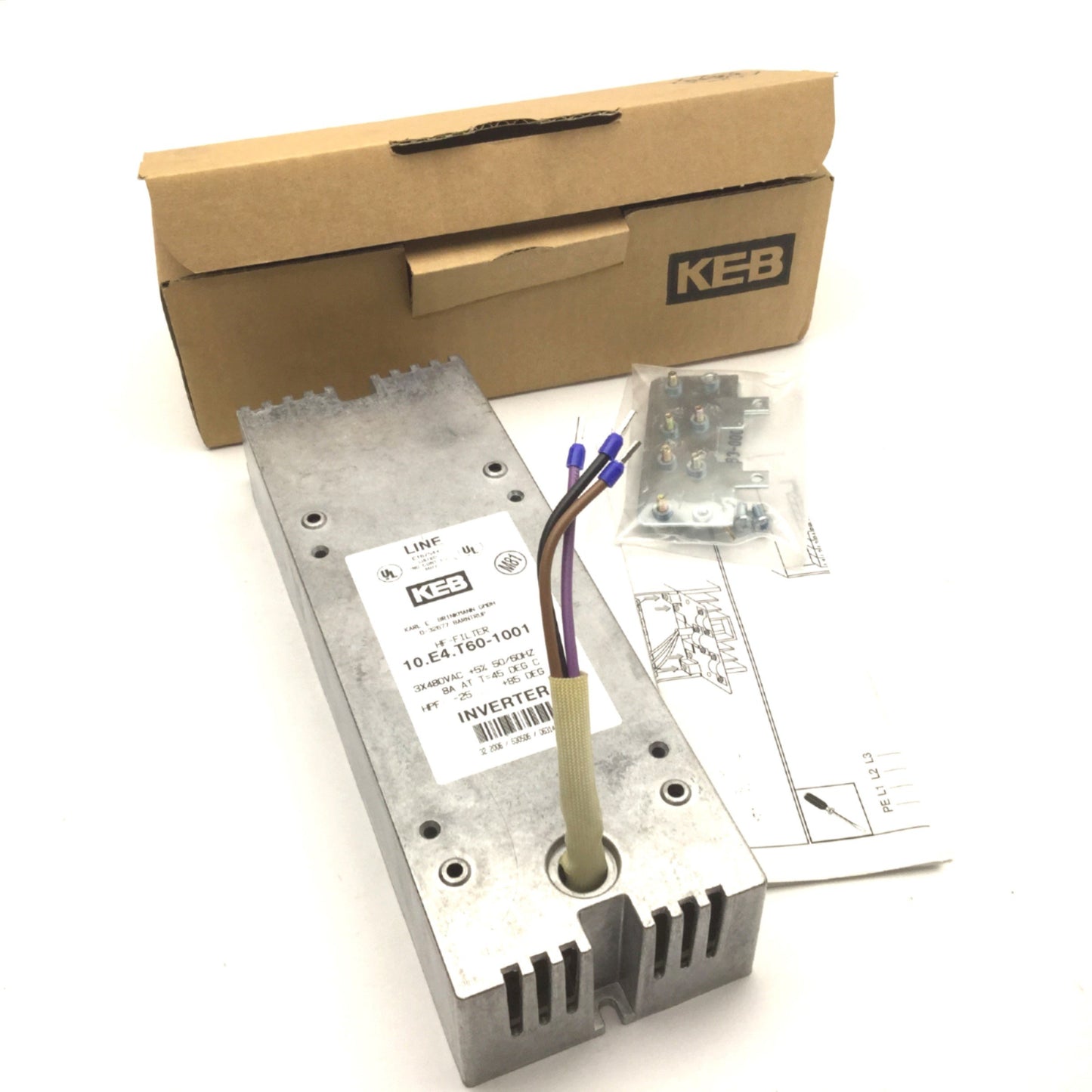 New KEB 10.E4.T60-1001 COMBILINE High Frequency Filter Kit 3-Phase, 480VAC, 8A