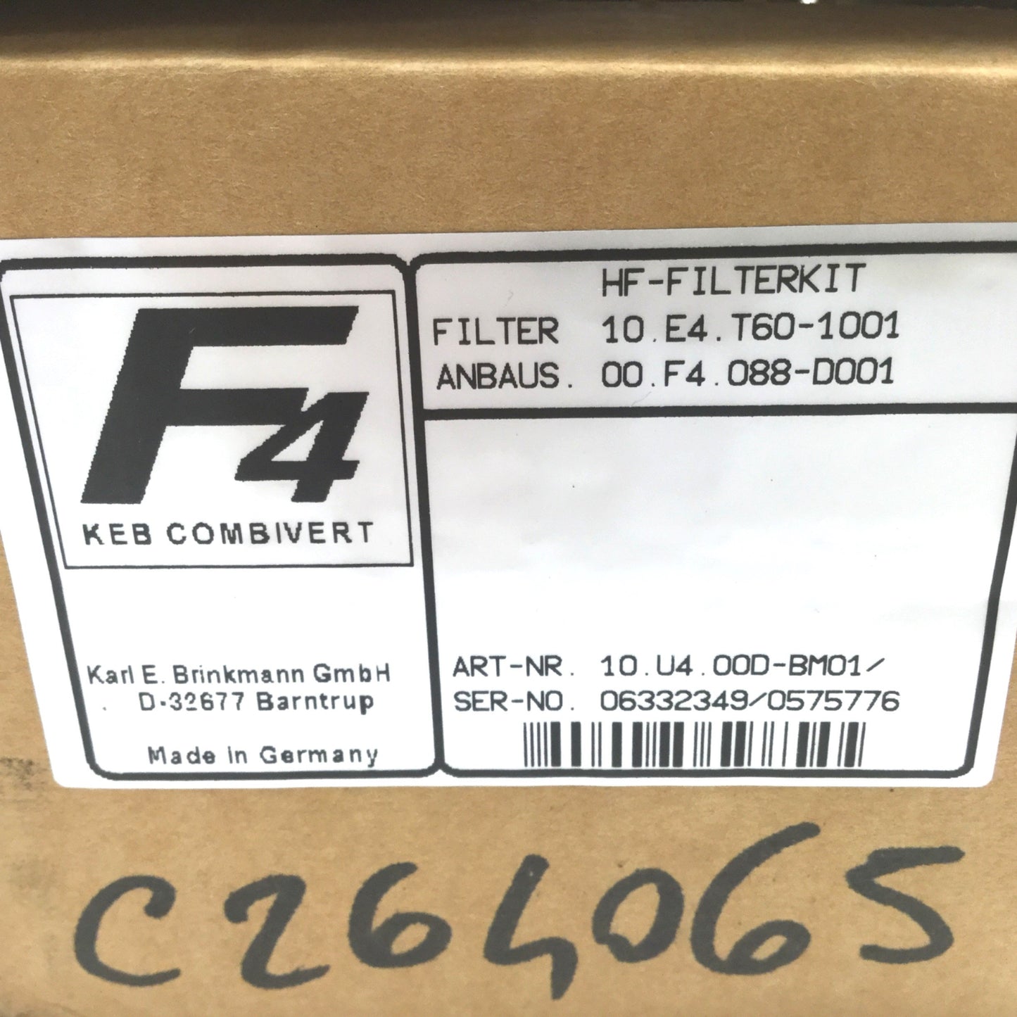 New KEB 10.E4.T60-1001 COMBILINE High Frequency Filter Kit 3-Phase, 480VAC, 8A