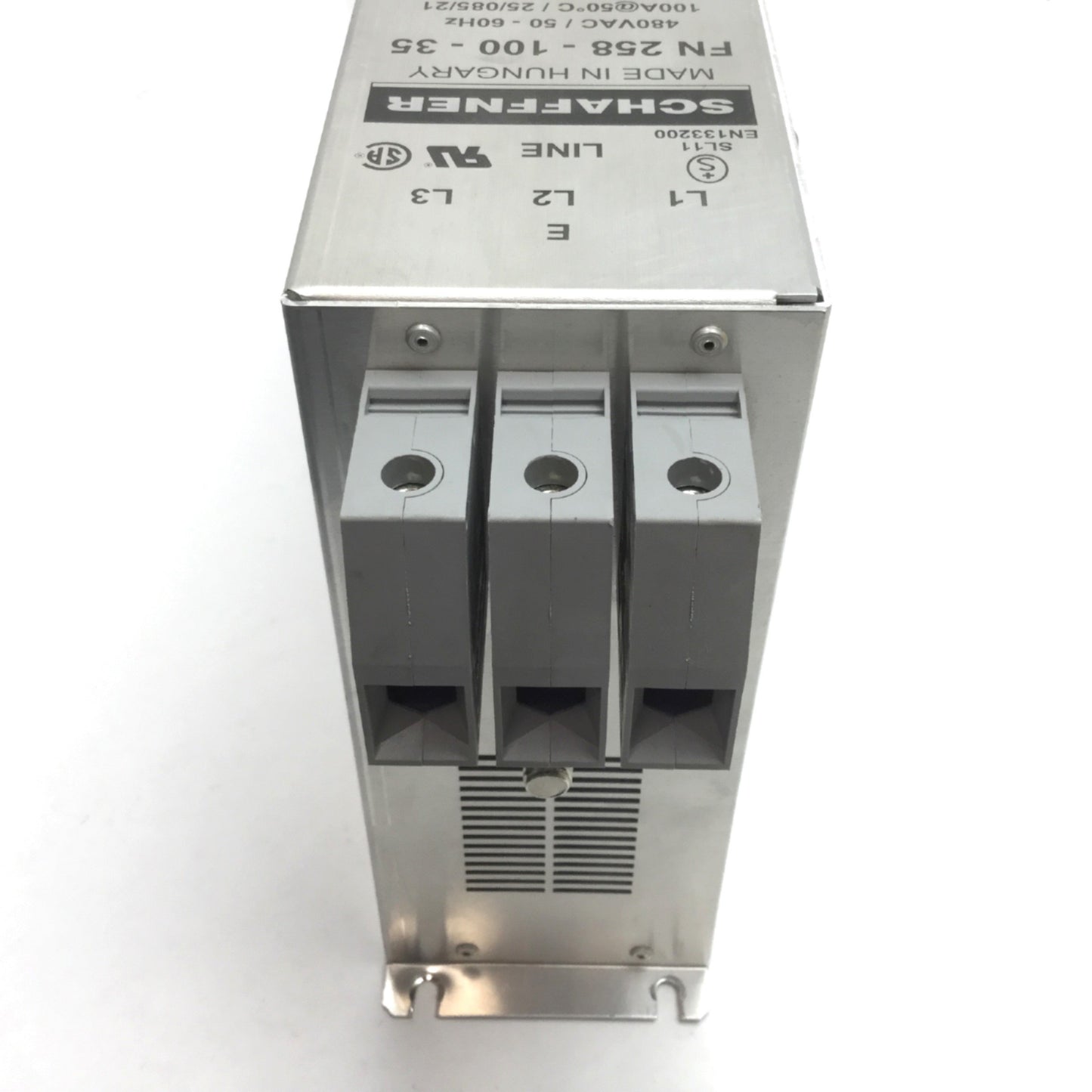 Used Schaffner FN258-100-35 EMC / RFI Power Line Filter, Rating: 480VAC 50-60Hz 100A